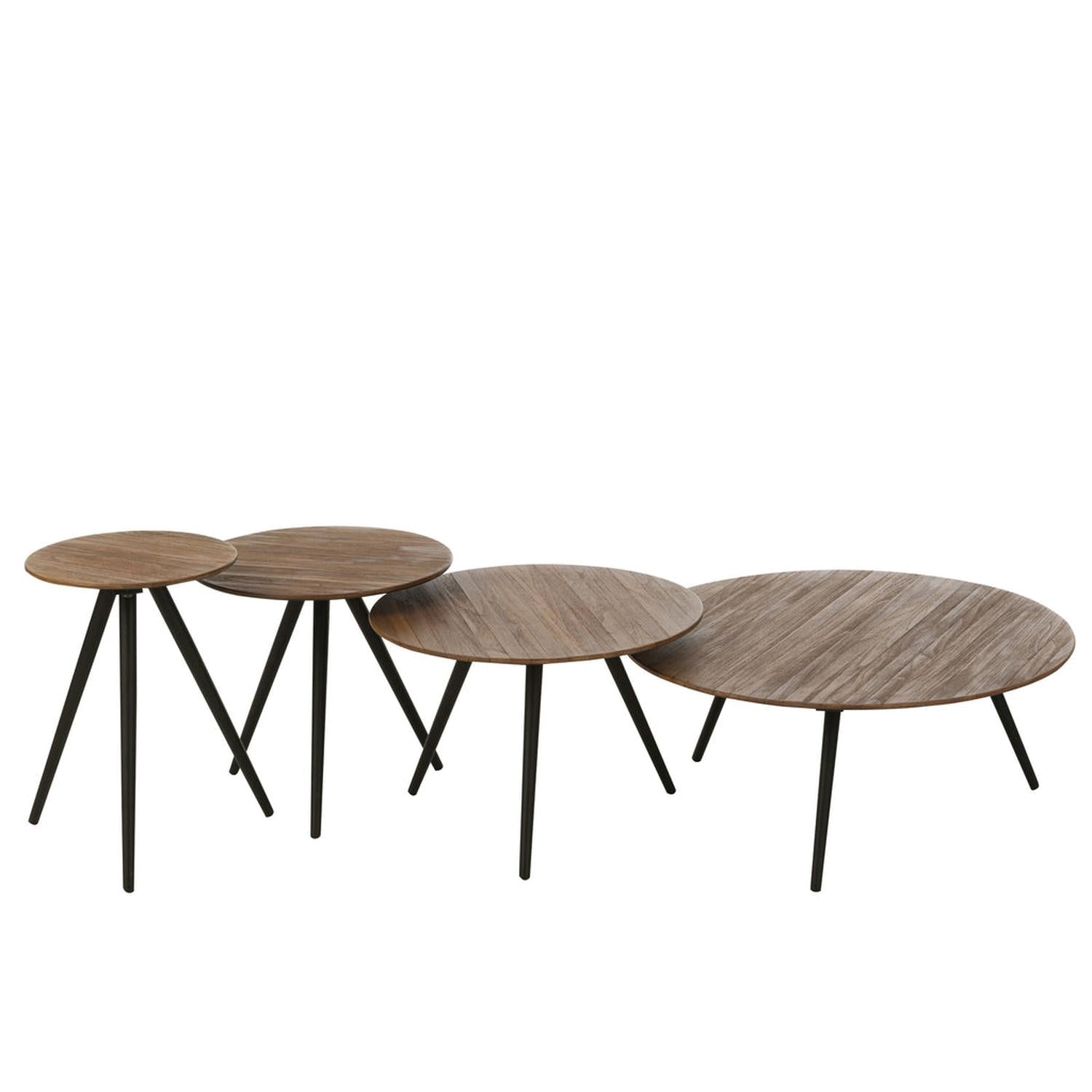 Beistelltische Siro Rund, 4er-Set aus recyceltem Teakholz - Braun-Beistelltische-J-Line-le canapé