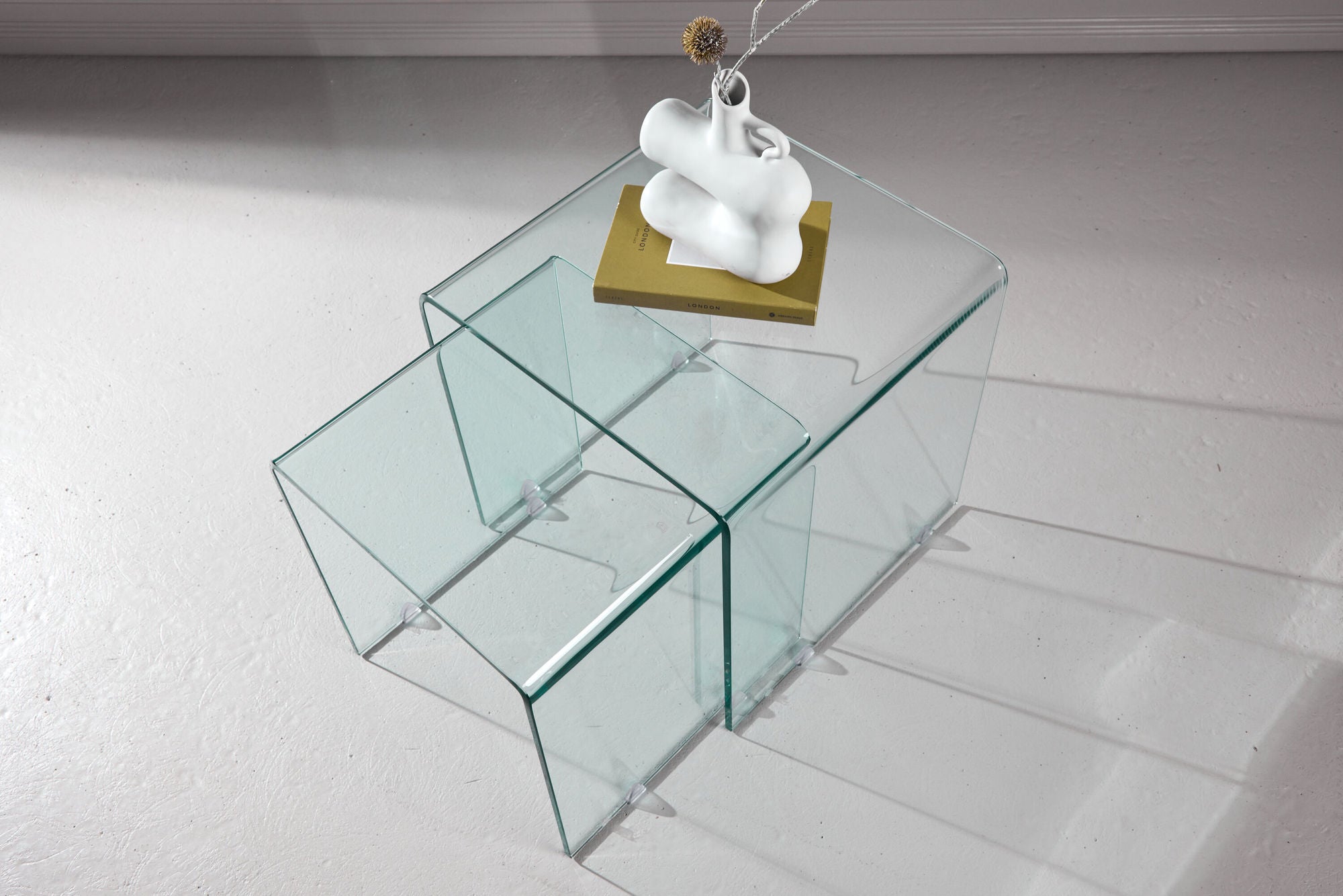 Beistelltische Telemark aus Glas, 2er-Set - Glas-Beistelltische-Venture Home-le canapé