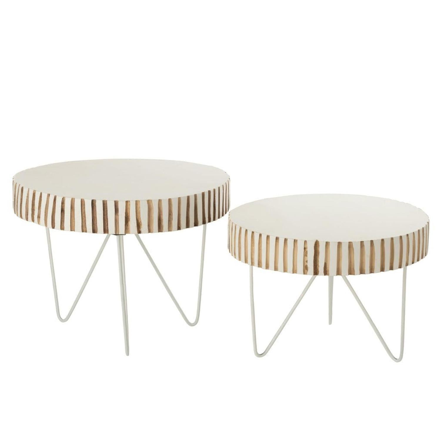 Beistelltische Ying, 2er-Set - Weiß-Beistelltische-J-Line-le canapé