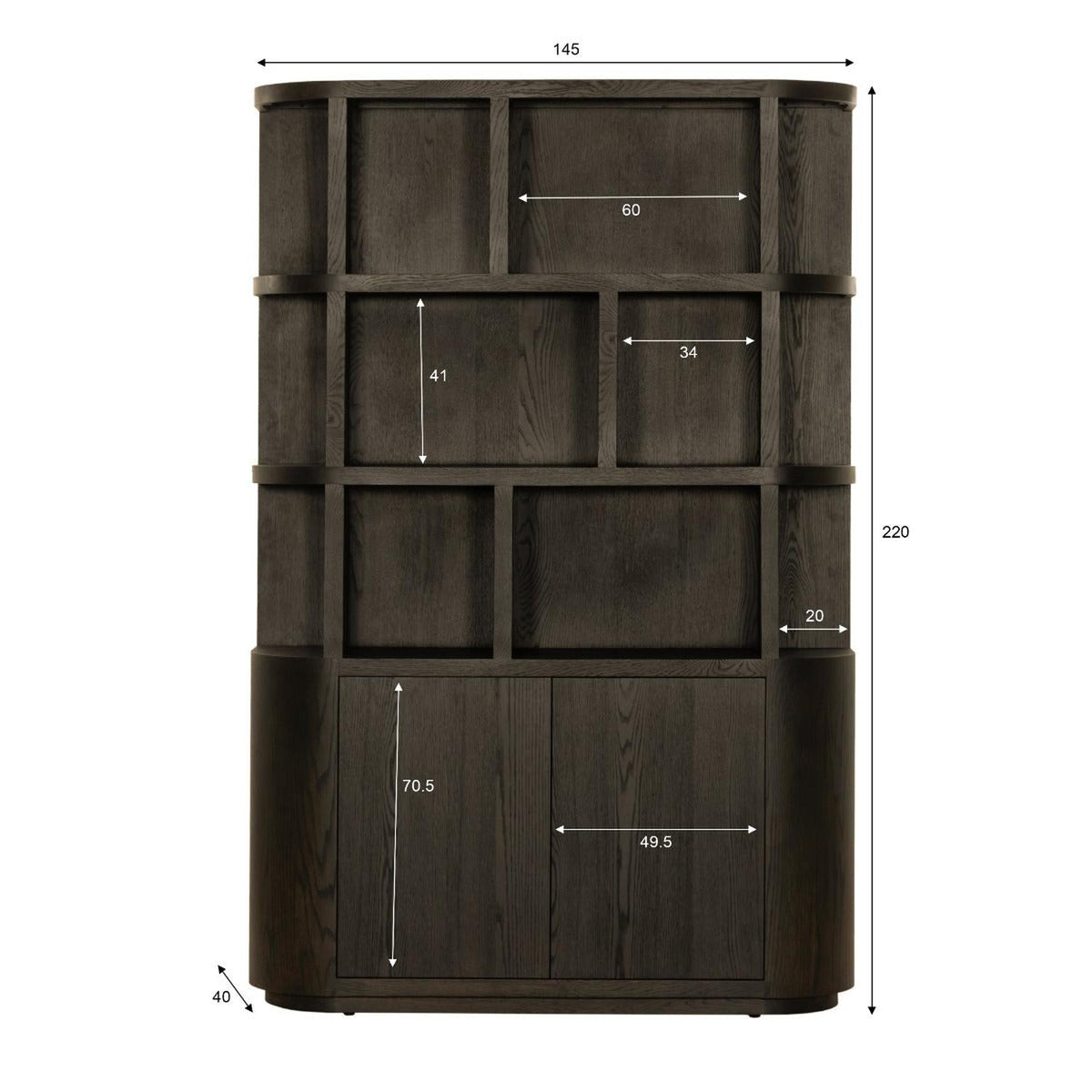 Bücherregal Novero 220cm - Braun-Livingfurn-le canapé