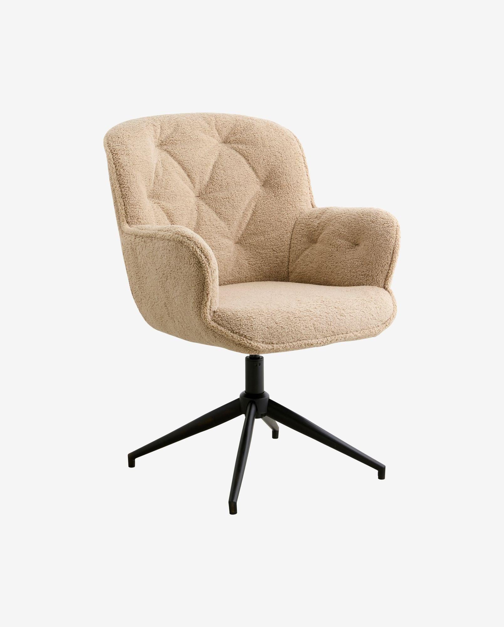 Bürostuhl LEA aus Bouclé - Beige-Bürostuhl-Nordal A/S-le canapé