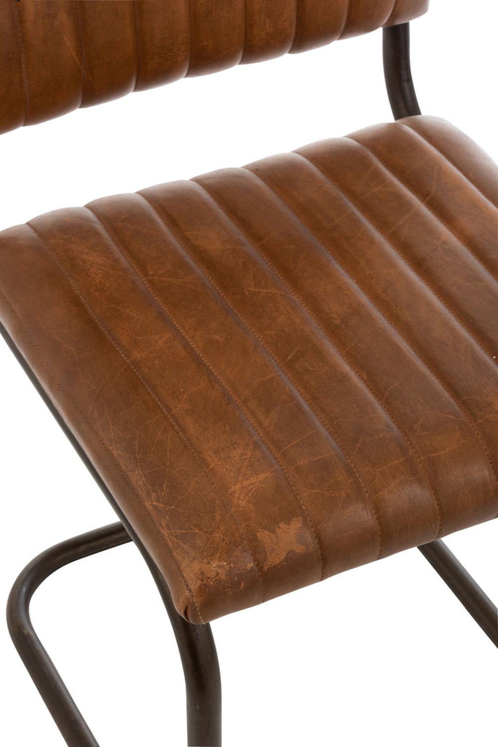 Moderner Leder Stuhl aus Metall - Cognacbraun-Esszimmerstuhl-le canapé