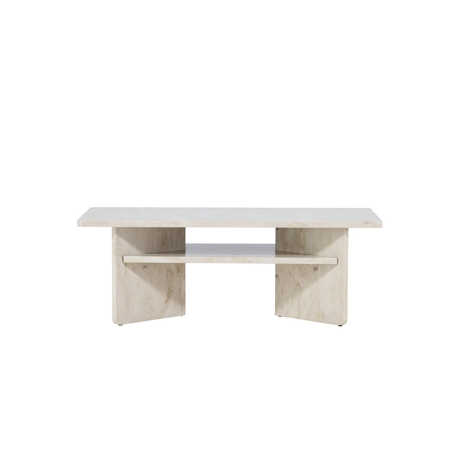 Couchtisch Alesund 120*60cm in Marmoroptik - Beige-Couchtische-Venture Home-le canapé