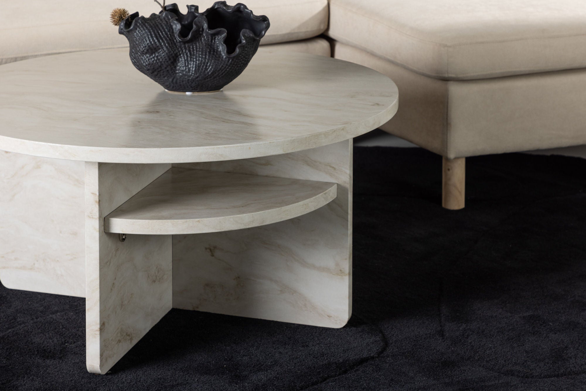 Couchtisch Alesund Ø85cm in Marmoroptik - Beige-Couchtische-Venture Home-le canapé