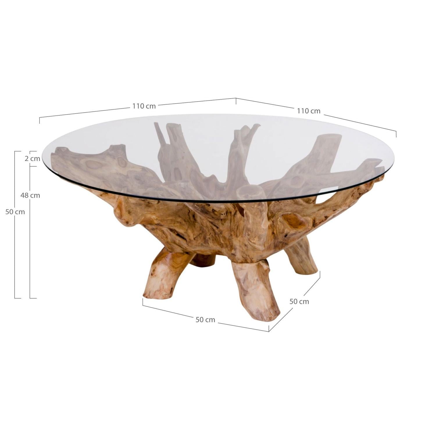 Couchtisch Amazonas Ø110cm - Teak/Glas-Couchtisch-House Nordic-le canapé