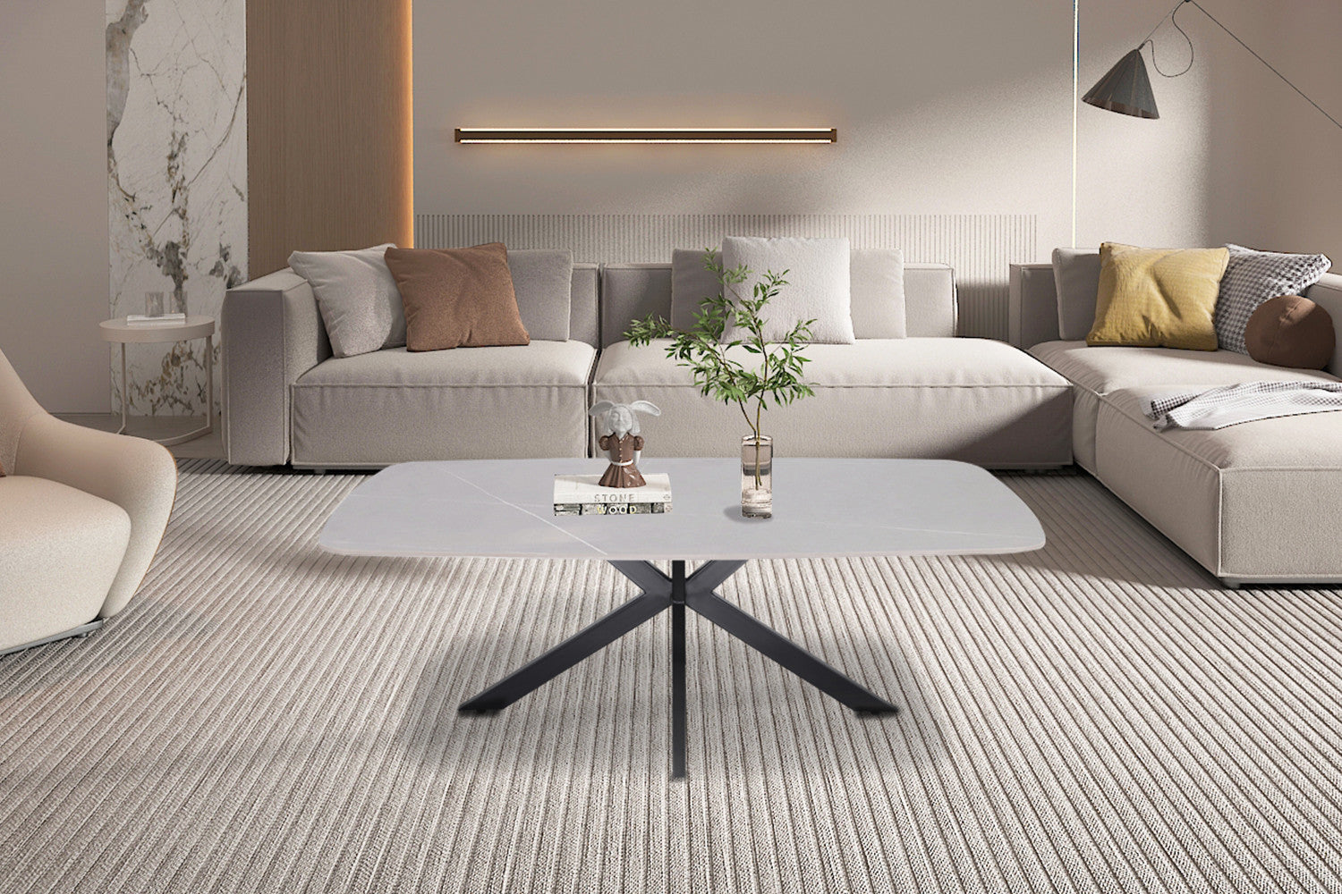 Couchtisch Apollo 130cm Oval mit Steinplatte - Grau-Couchtisch-Rousseau-le canapé