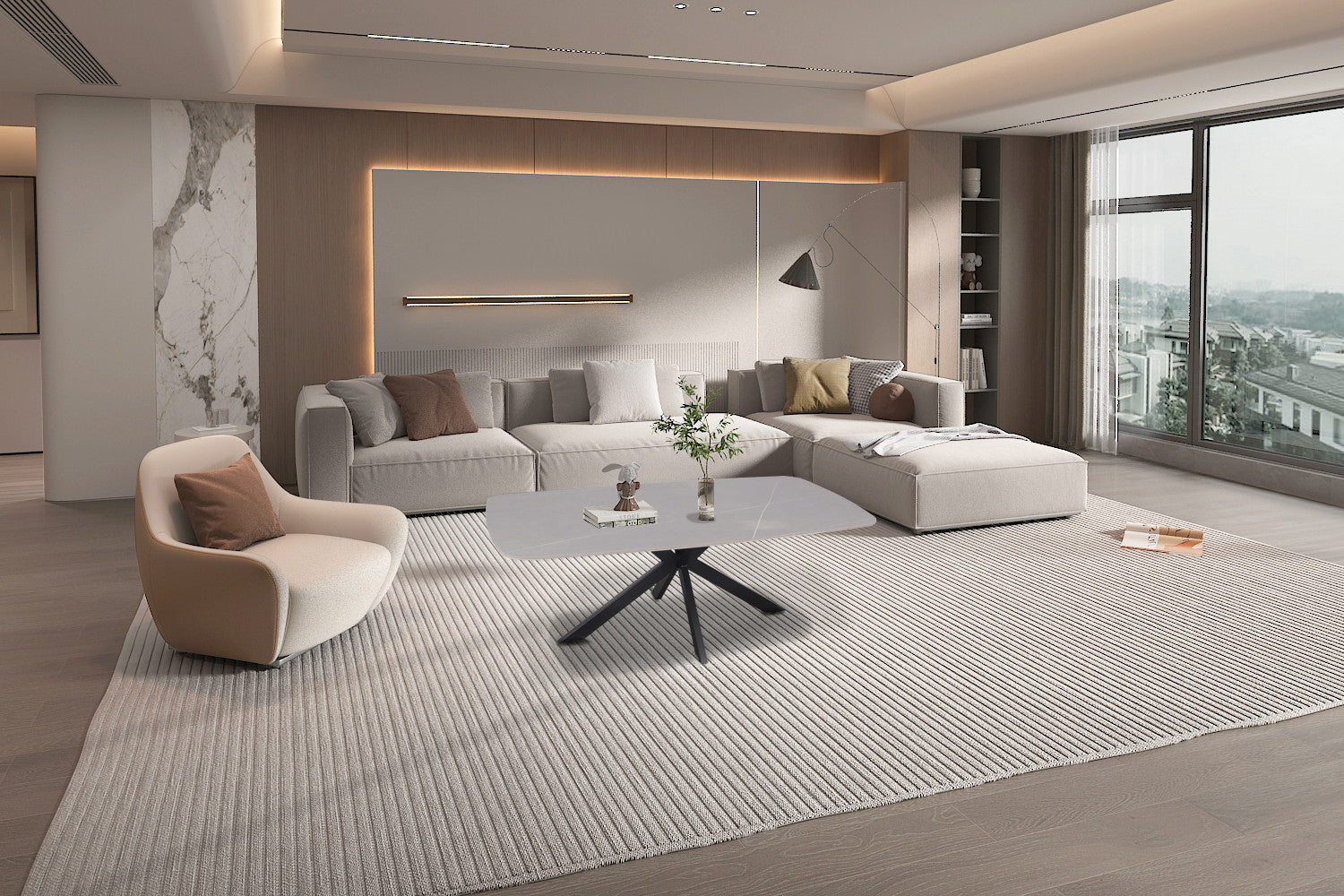 Couchtisch Apollo 130cm Oval mit Steinplatte - Grau-Couchtisch-Rousseau-le canapé