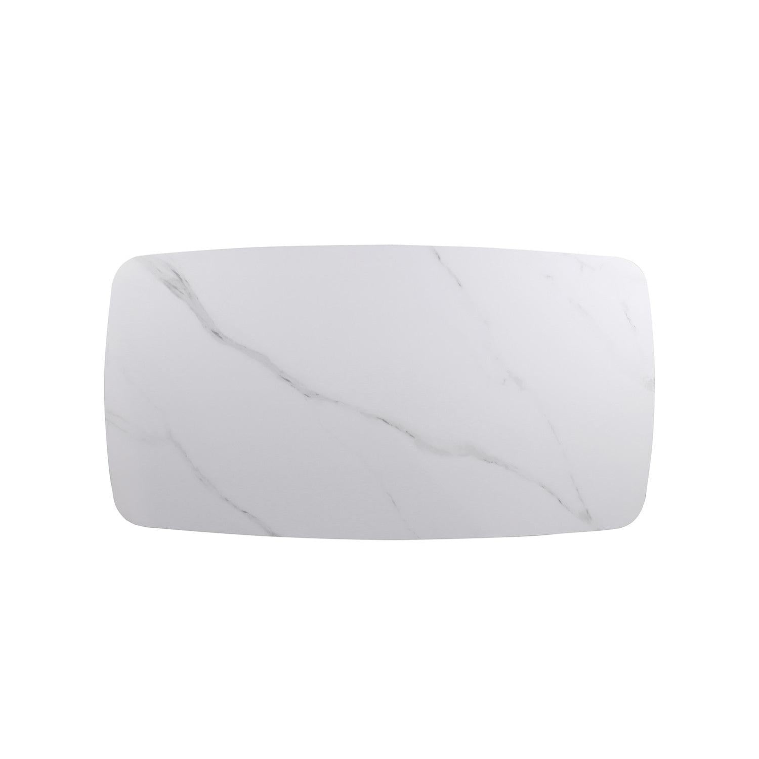 Couchtisch Apollo 130cm Oval mit Steinplatte - Weiß-Couchtisch-Rousseau-le canapé