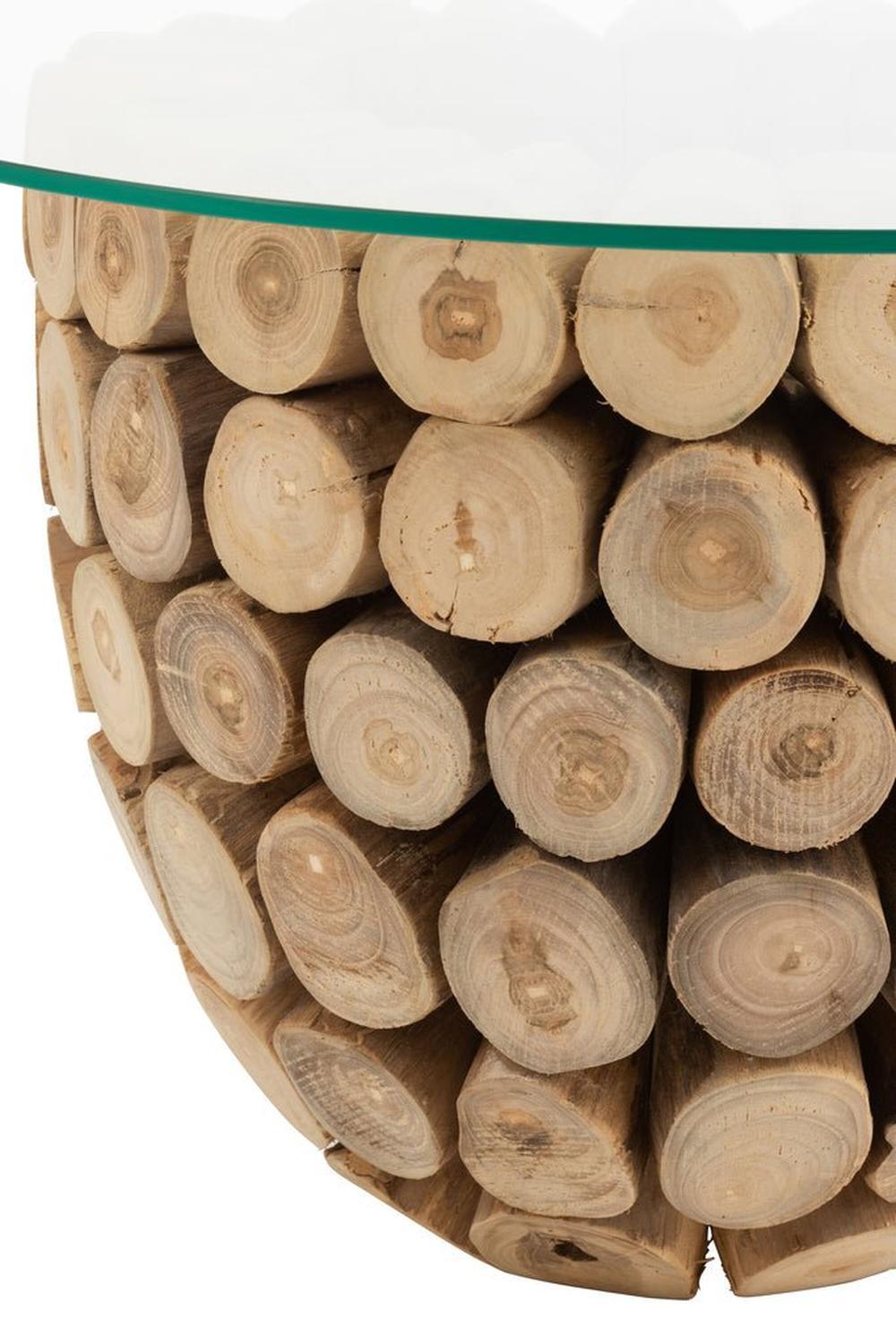 Couchtisch aus Teakholz - Natur-Couchtisch-J-Line-le canapé