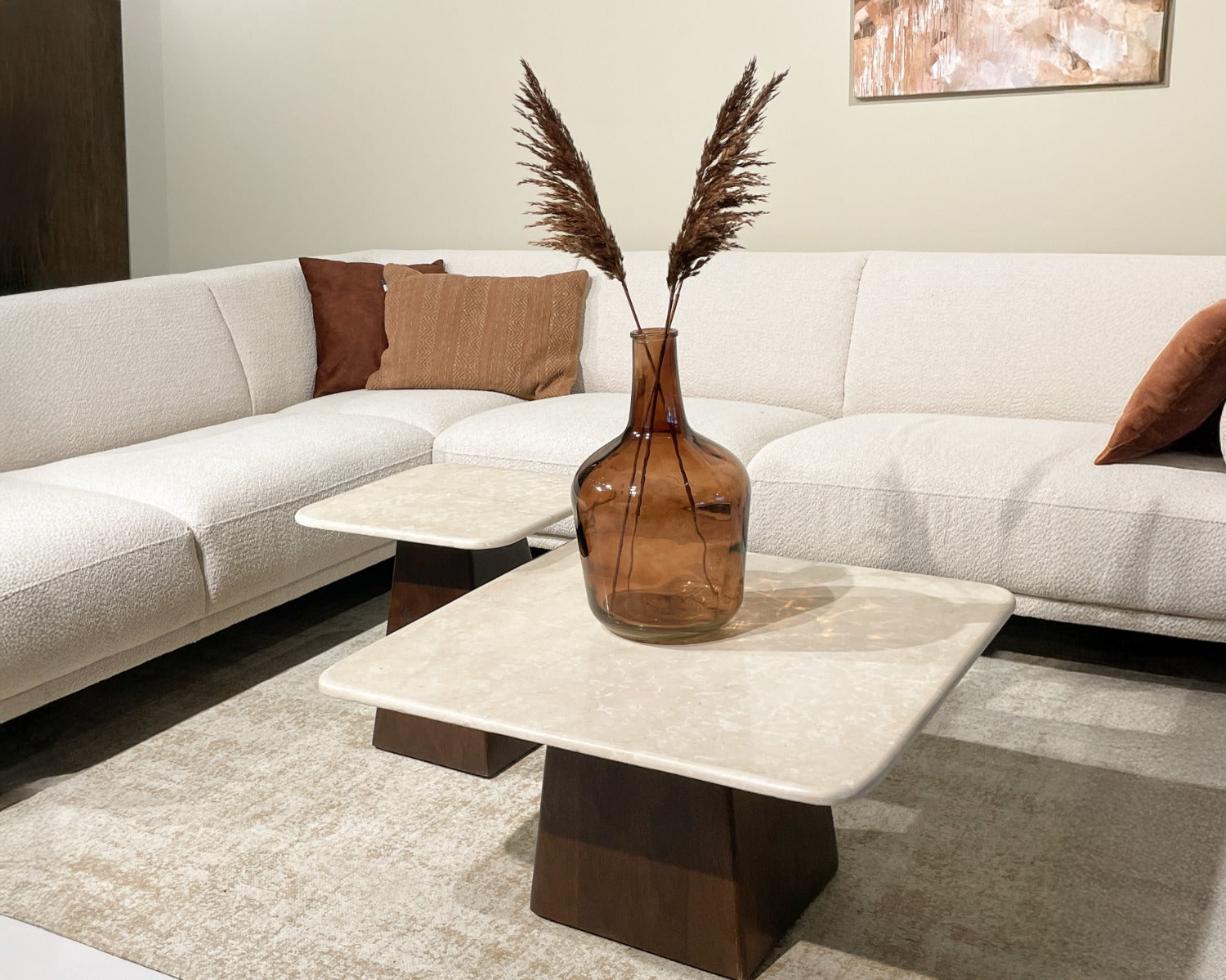 Couchtisch Bottecino aus Mangoholz 75cm - Beige/Braun-Couchtische-Livingfurn-le canapé