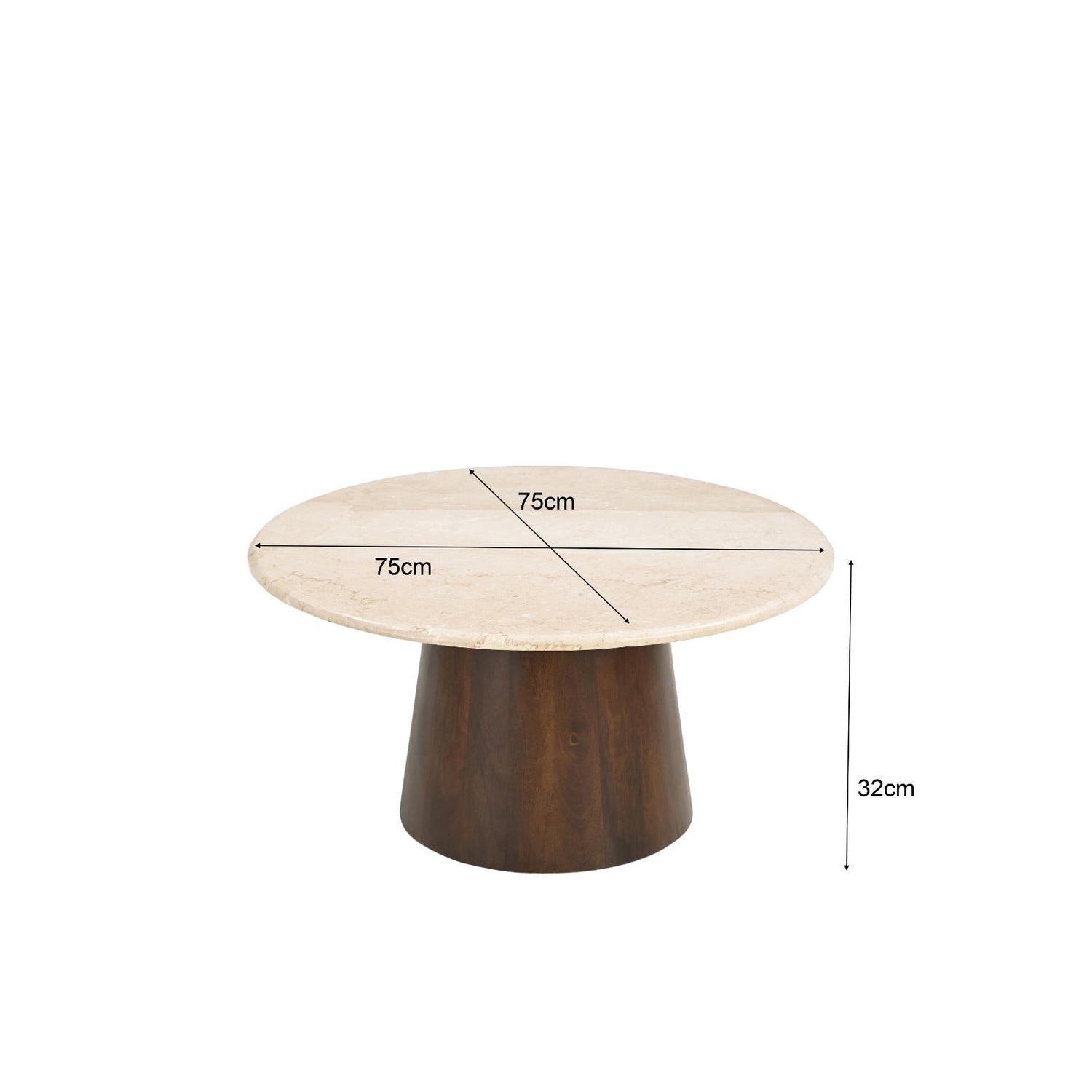 Couchtisch Bottecino aus Mangoholz Ø75cm - Beige/Braun-Couchtische-Livingfurn-le canapé