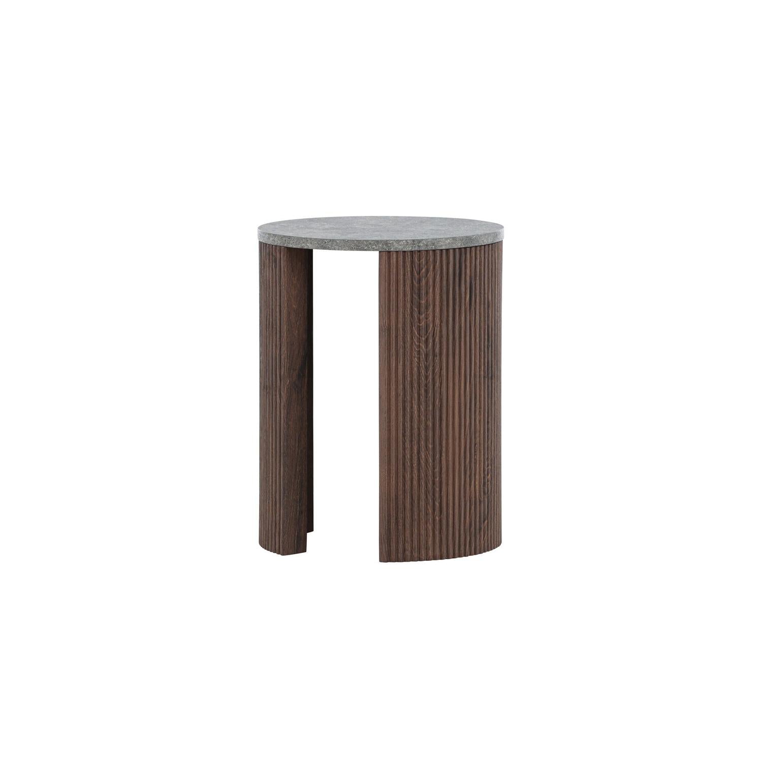 Couchtisch Bristol Ø40cm - Mokka & Marmoroptik-Couchtisch-Venture Home-le canapé