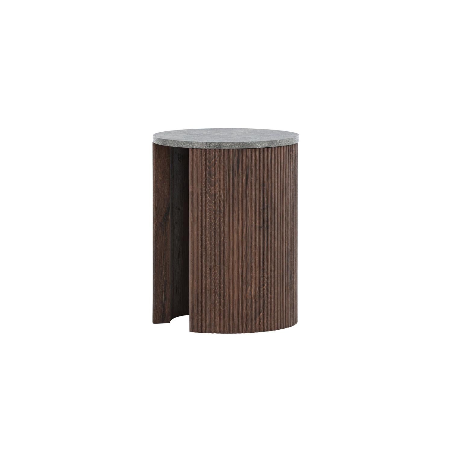 Couchtisch Bristol Ø40cm - Mokka & Marmoroptik-Couchtisch-Venture Home-le canapé