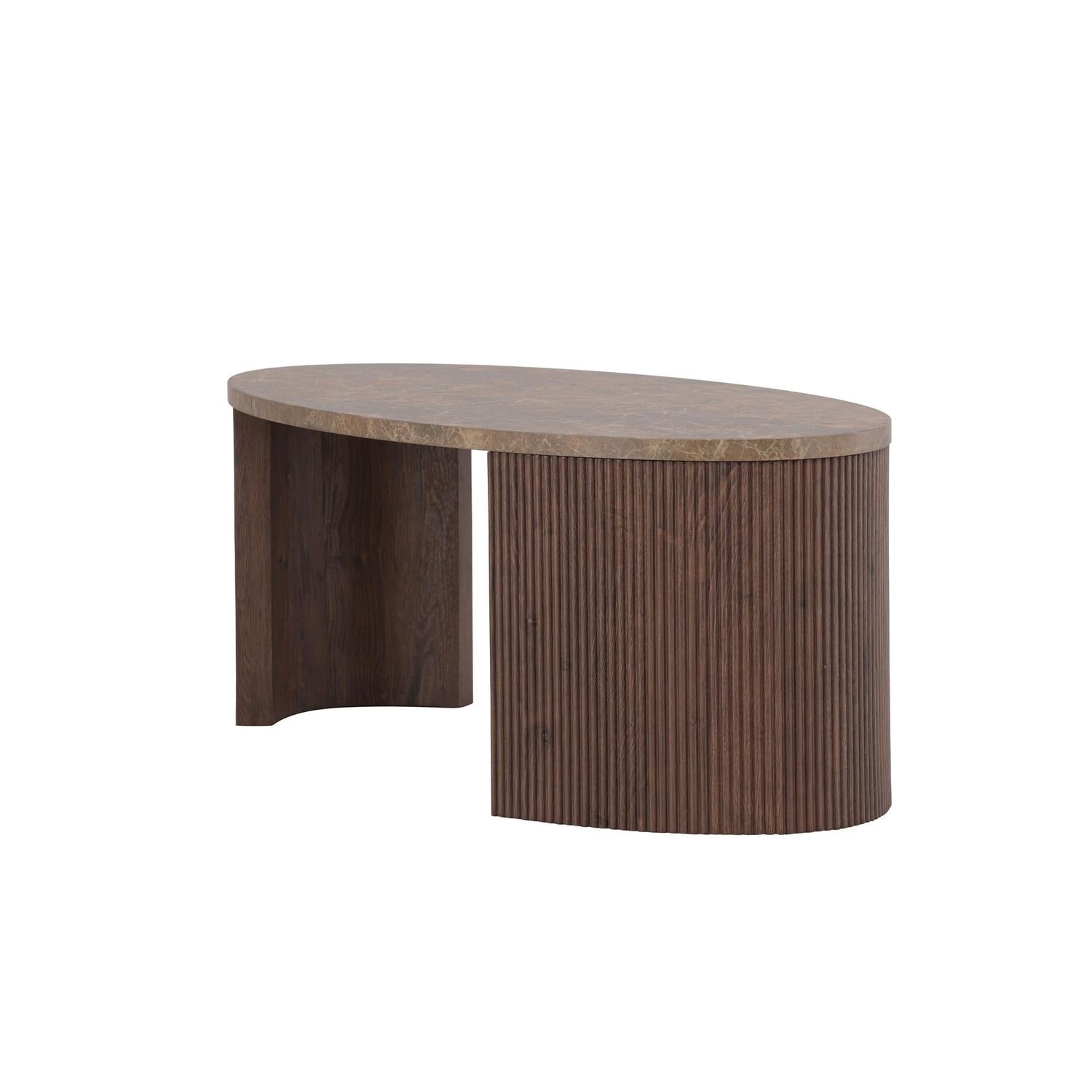 Couchtisch Bristol Oval 120*60cm - Dunkelbraun & Steinoptik-Couchtische-Venture Home-le canapé