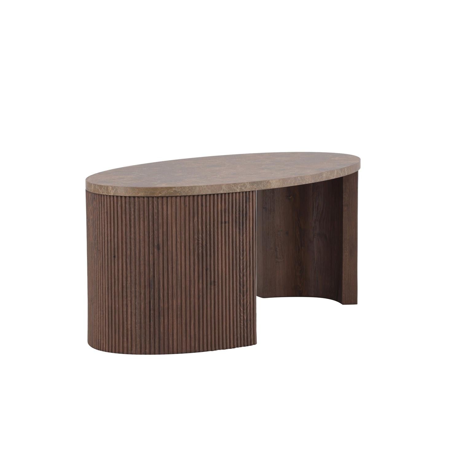 Couchtisch Bristol Oval 120*60cm - Dunkelbraun & Steinoptik-Couchtische-Venture Home-le canapé