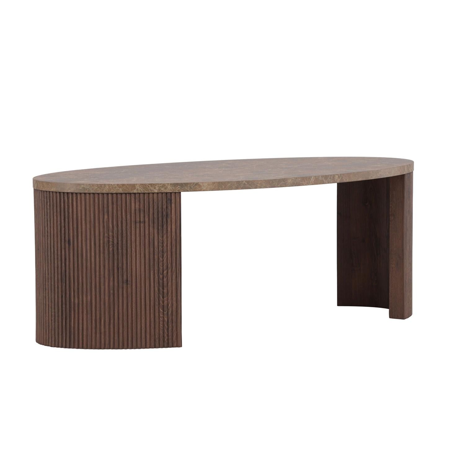 Couchtisch Bristol Oval 120*60cm - Dunkelbraun & Steinoptik-Couchtische-Venture Home-le canapé