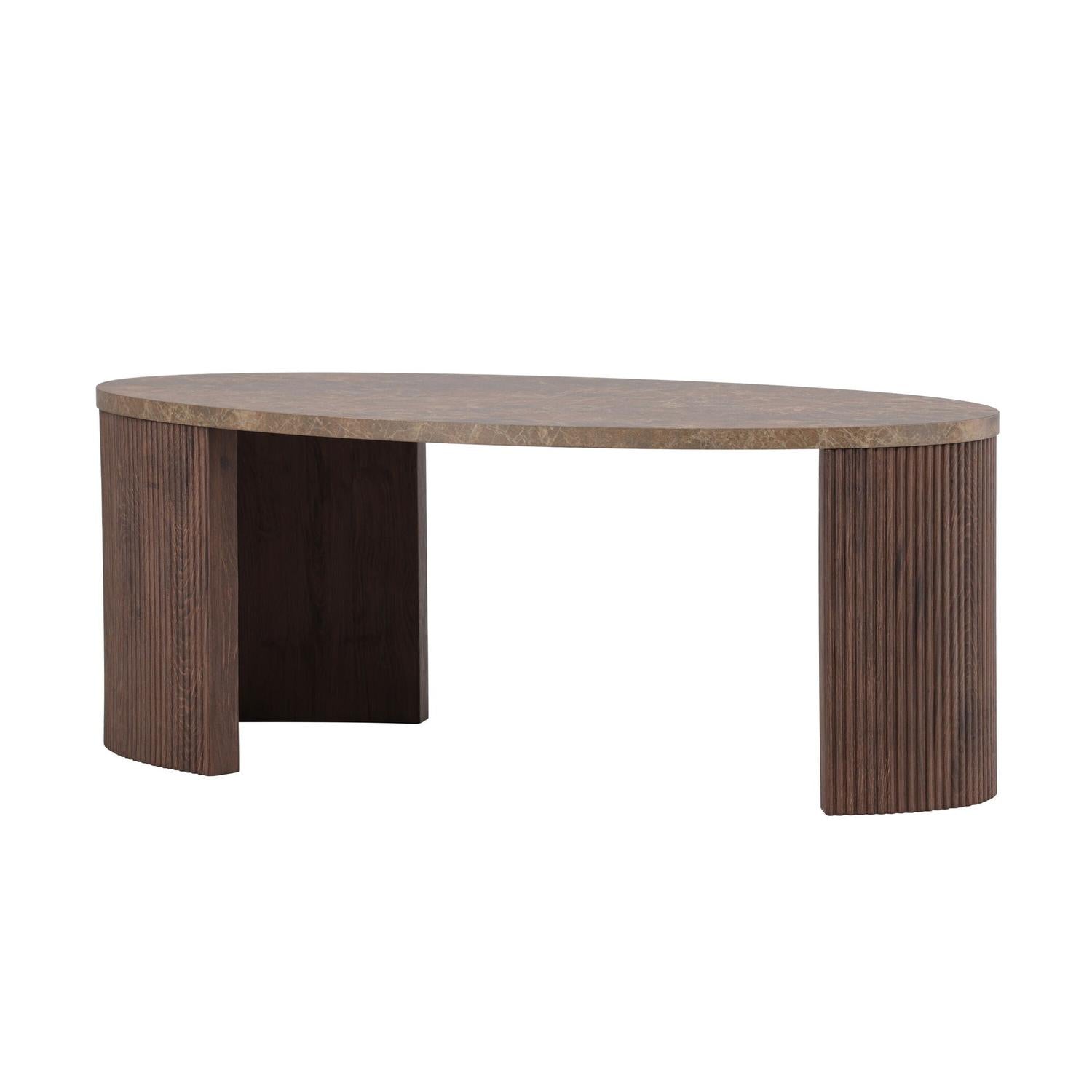 Couchtisch Bristol Oval 120*60cm - Dunkelbraun & Steinoptik-Couchtische-Venture Home-le canapé