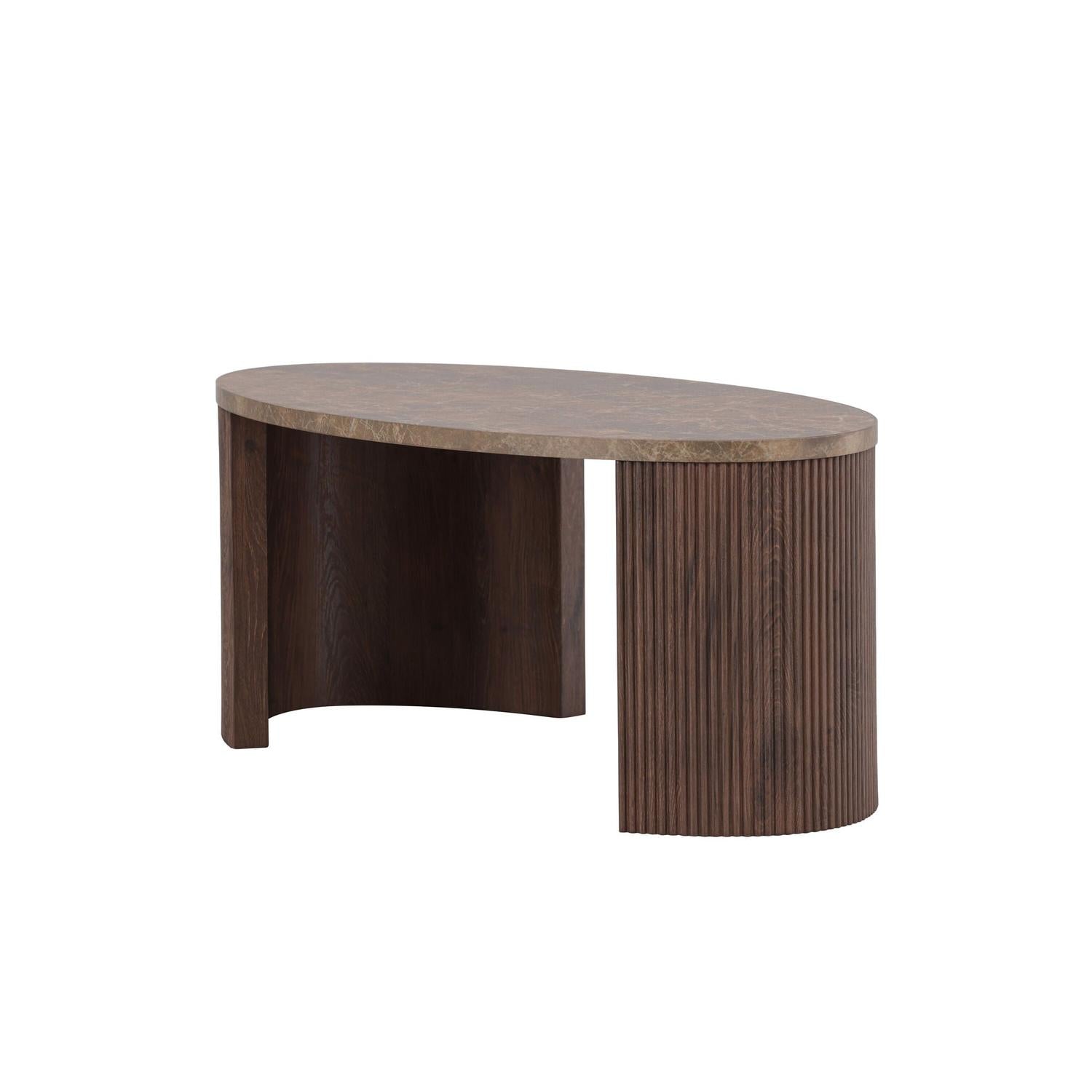 Couchtisch Bristol Oval 120*60cm - Dunkelbraun & Steinoptik-Couchtische-Venture Home-le canapé