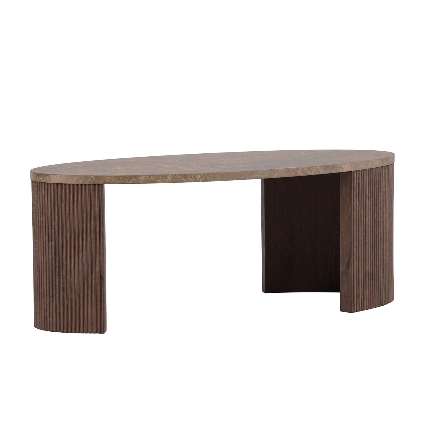 Couchtisch Bristol Oval 120*60cm - Dunkelbraun & Steinoptik-Couchtische-Venture Home-le canapé