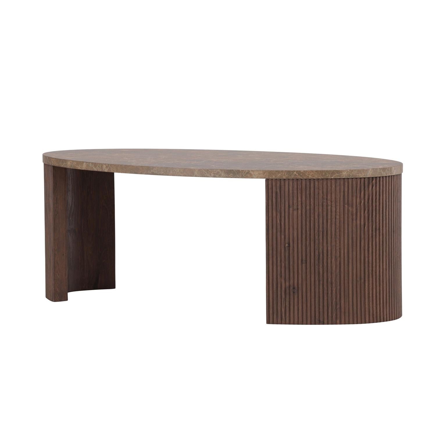 Couchtisch Bristol Oval 120*60cm - Dunkelbraun & Steinoptik-Couchtische-Venture Home-le canapé