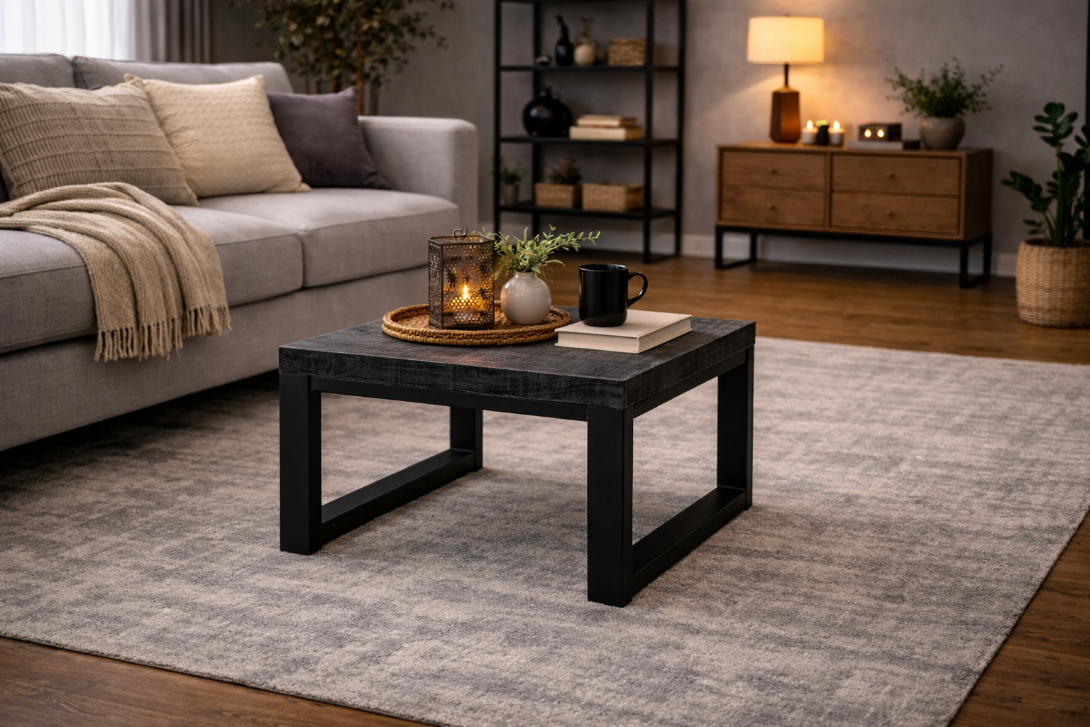 Couchtisch Britt aus Mangoholz 80cm - Schwarz-Couchtische-Benoa-le canapé
