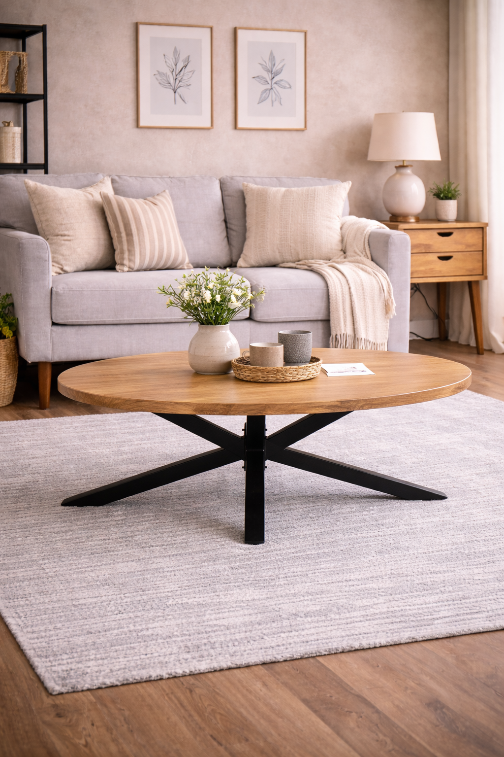 Couchtisch Ellips aus Mangoholz 130cm - Hellbraun-Couchtische-Benoa-le canapé