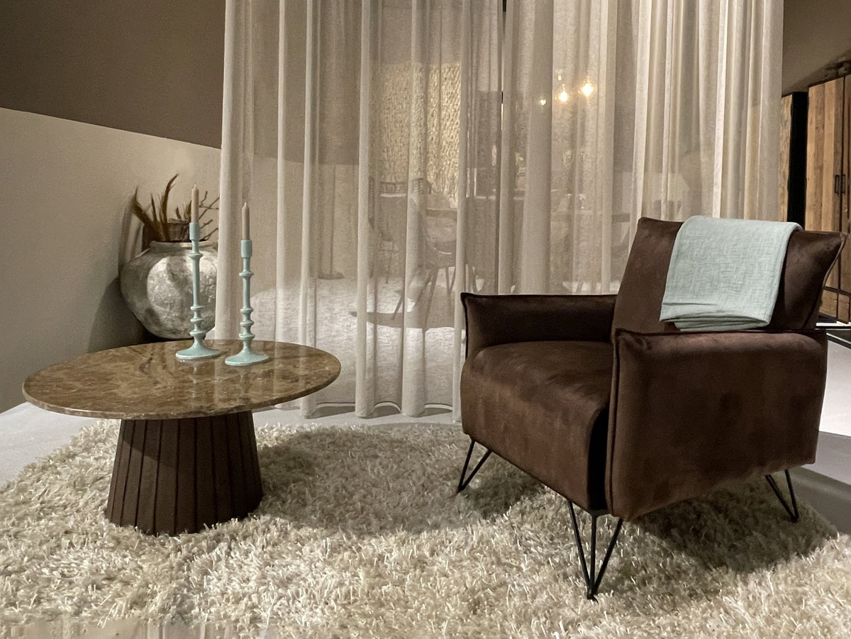 Couchtisch Emperador mit Marmoroptik Ø80cm - Dunkelbraun-Couchtische-Livingfurn-le canapé