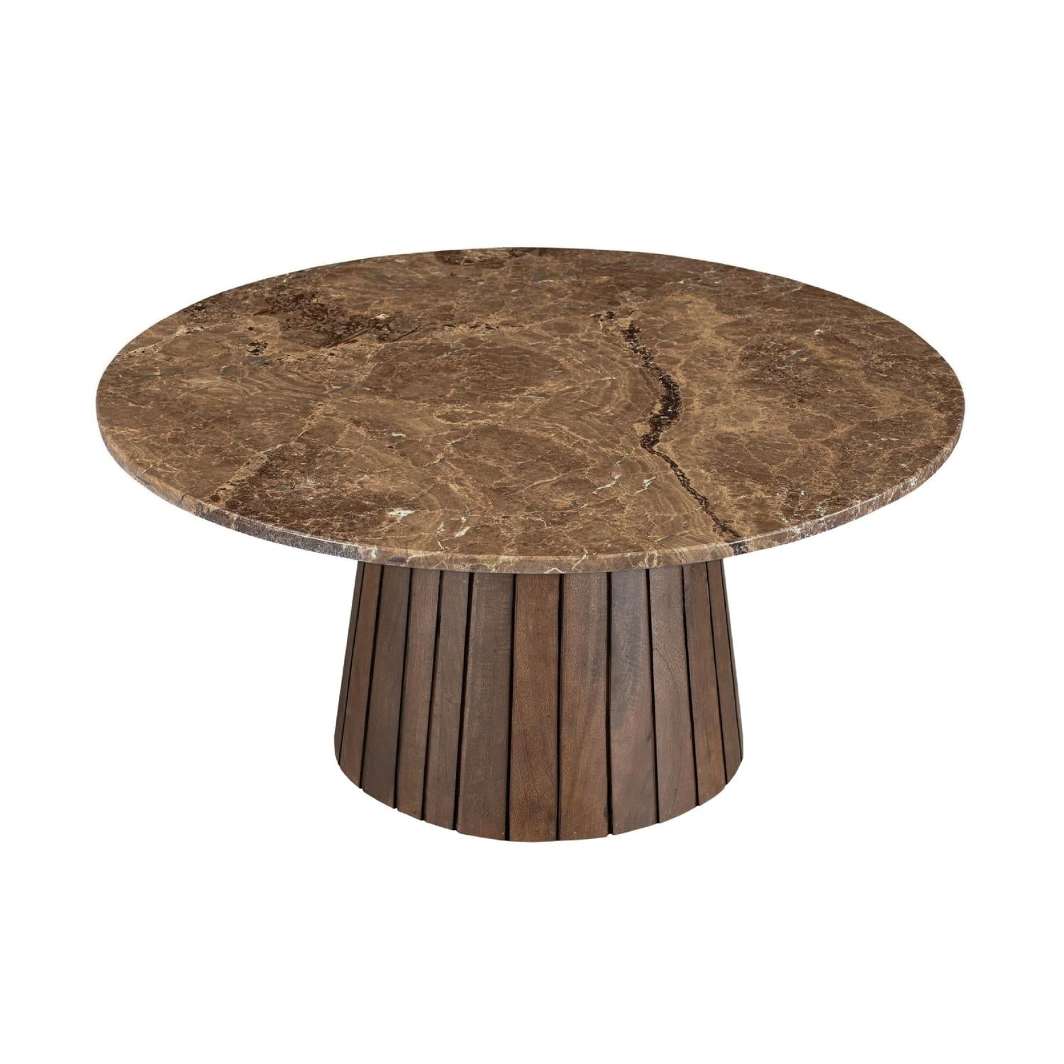 Couchtisch Emperador mit Marmoroptik Ø80cm - Dunkelbraun-Couchtische-Livingfurn-le canapé