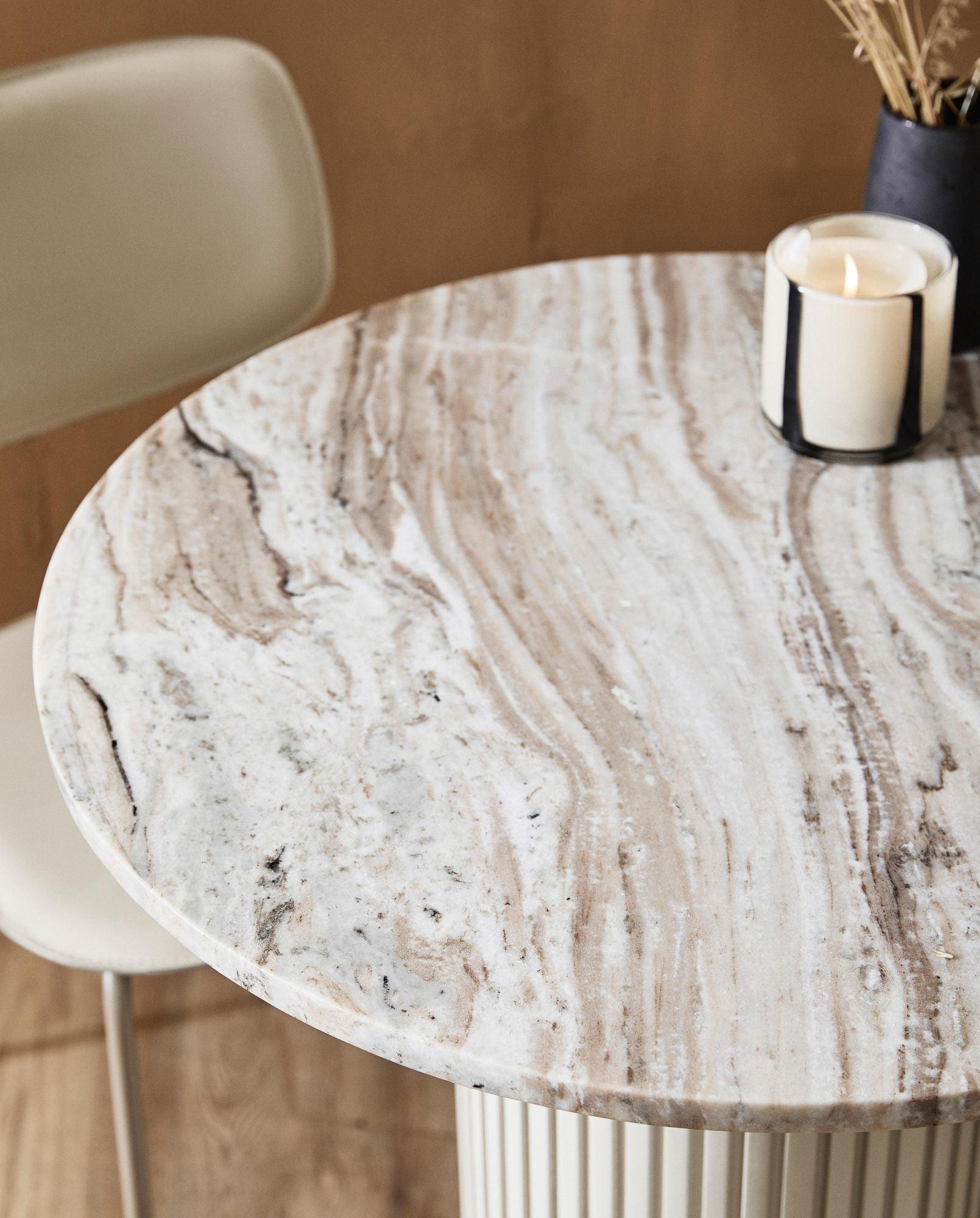 Couchtisch ERIE Ø90cm aus Marmor – Elfenbeinfarben-Couchtische-Nordal A/S-le canapé