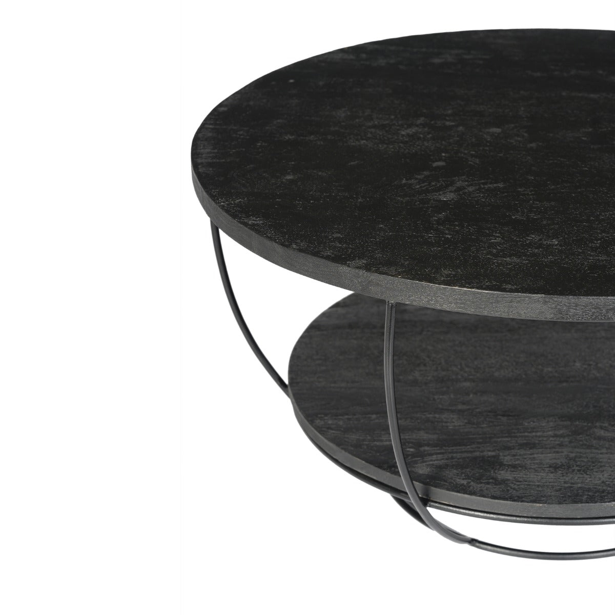Couchtisch Evan Norris Ø65cm aus Massivholz - Schwarz-Couchtische-Livingfurn-le canapé