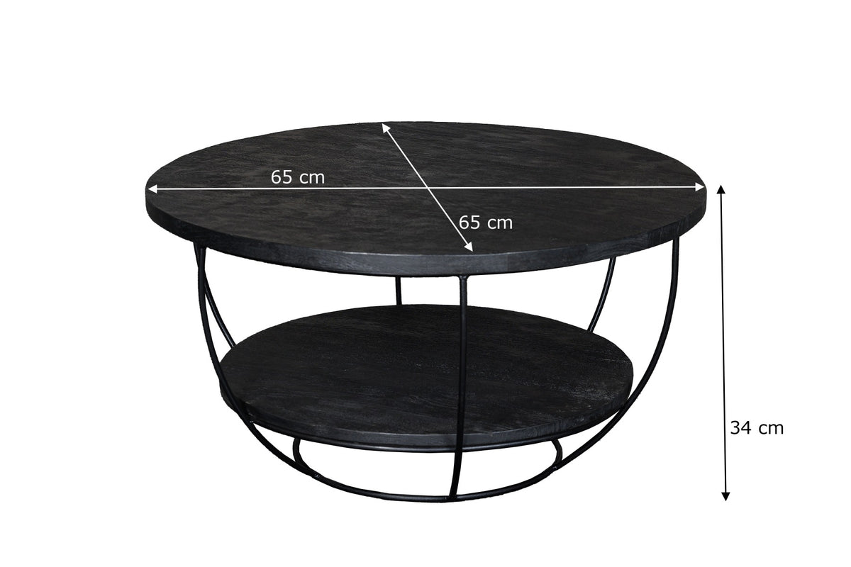 Couchtisch Evan Norris Ø65cm aus Massivholz - Schwarz-Couchtische-Livingfurn-le canapé