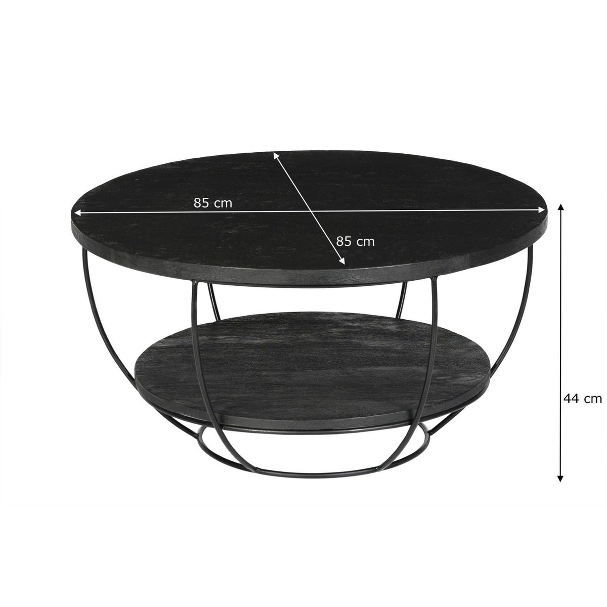 Couchtisch Evan Norris Ø85cm aus Massivholz - Schwarz-Couchtische-Livingfurn-le canapé