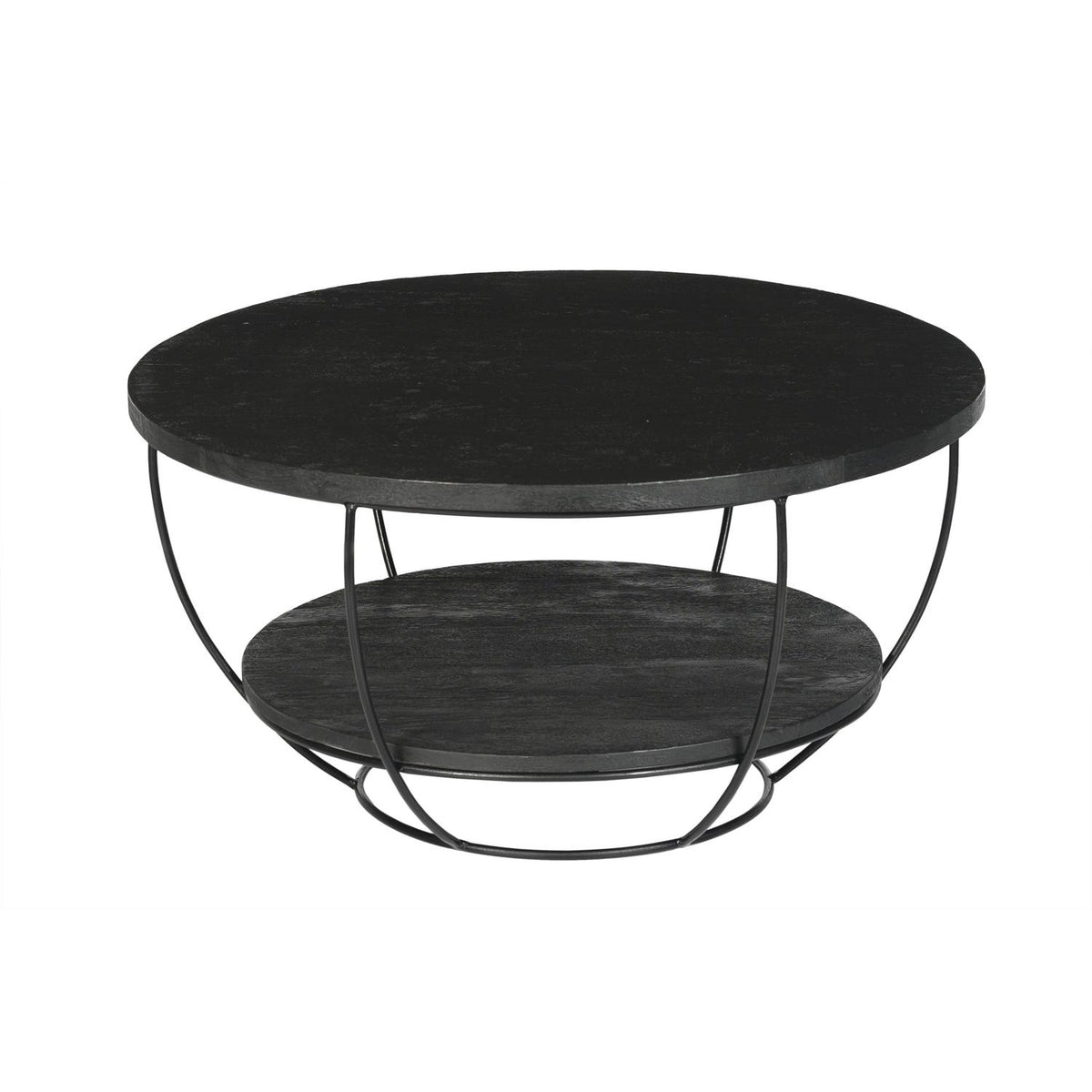 Couchtisch Evan Norris Ø85cm aus Massivholz - Schwarz-Couchtische-Livingfurn-le canapé