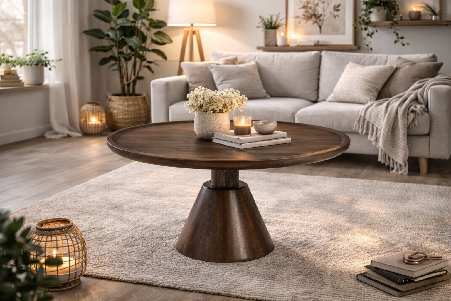 Couchtisch Jade aus Mangoholz Ø75cm - Dunkelbraun-Couchtische-Benoa-le canapé