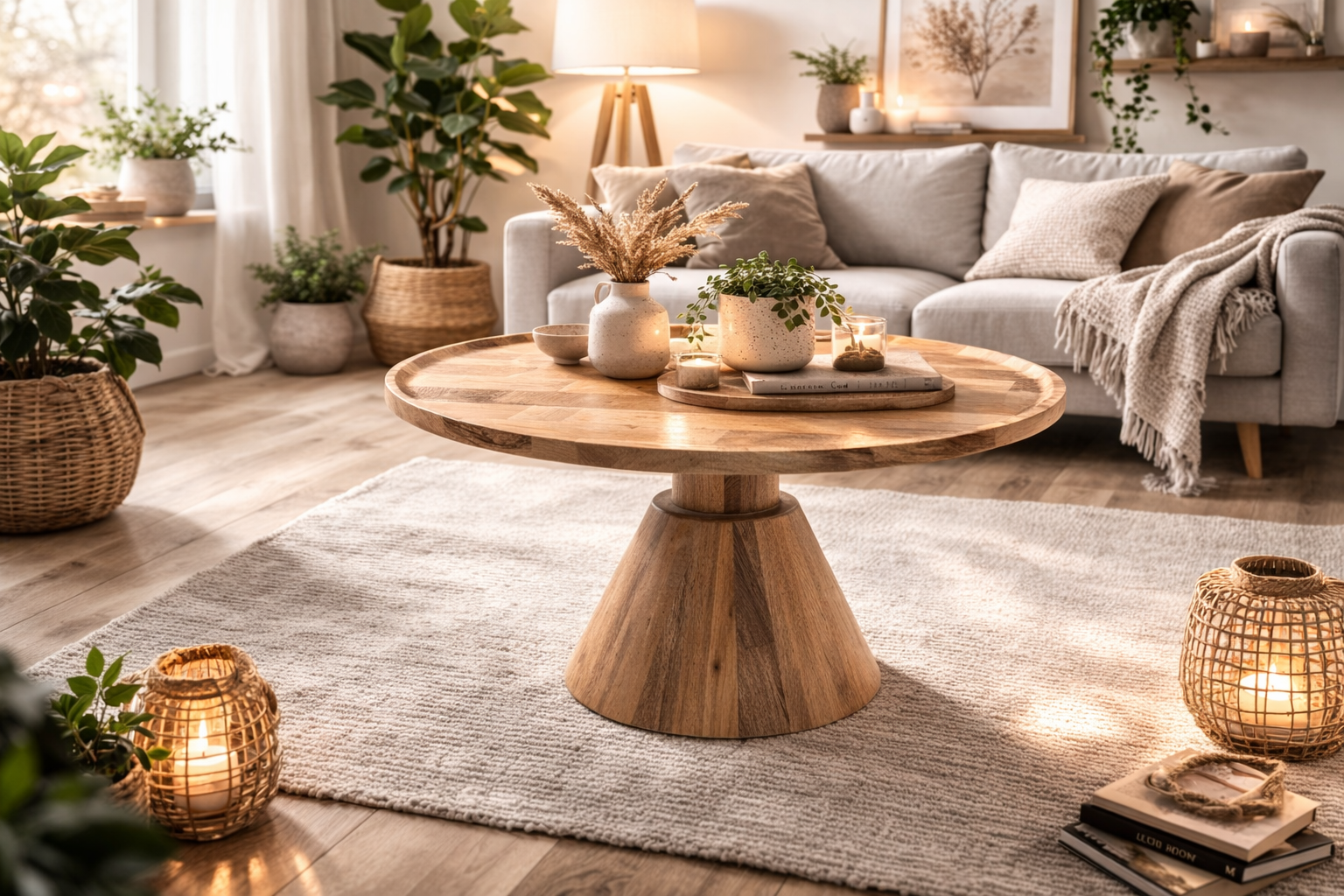 Couchtisch Jade aus Mangoholz Ø75cm - Hellbraun-Couchtische-Benoa-le canapé