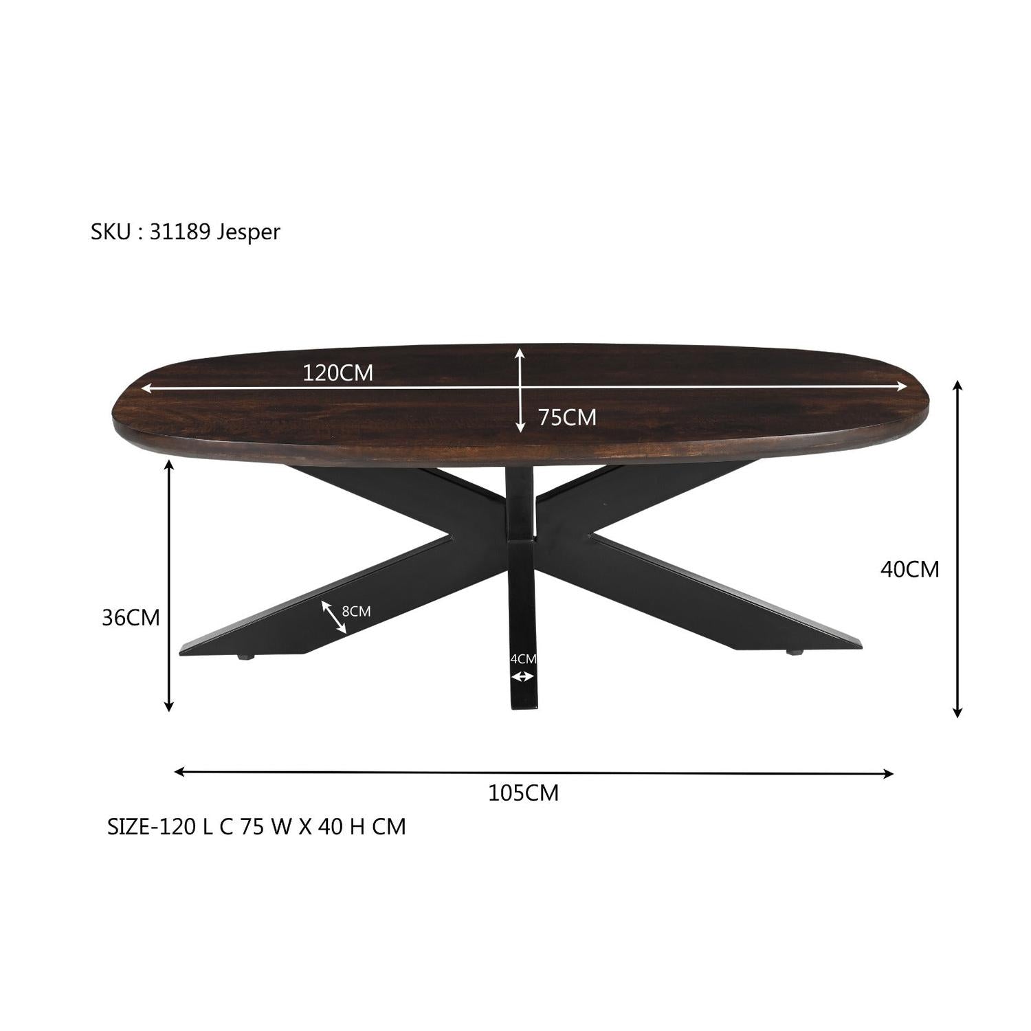 Couchtisch Jesper aus Mangoholz 120cm - Dunkelbraun-Couchtische-Livingfurn-le canapé