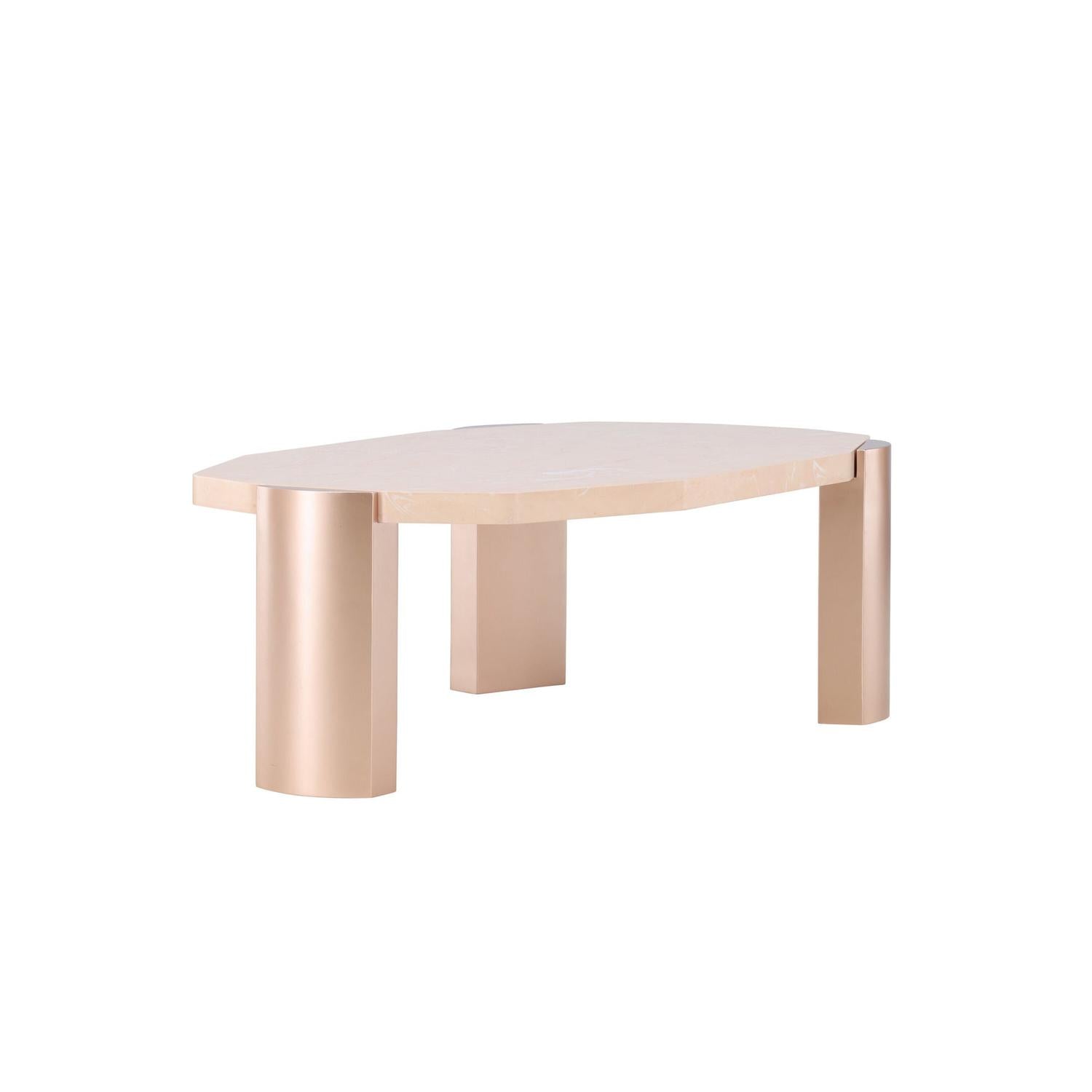 Couchtisch Kres - Gold/ Pink/ Marmoroptik-Couchtische-Venture Home-le canapé