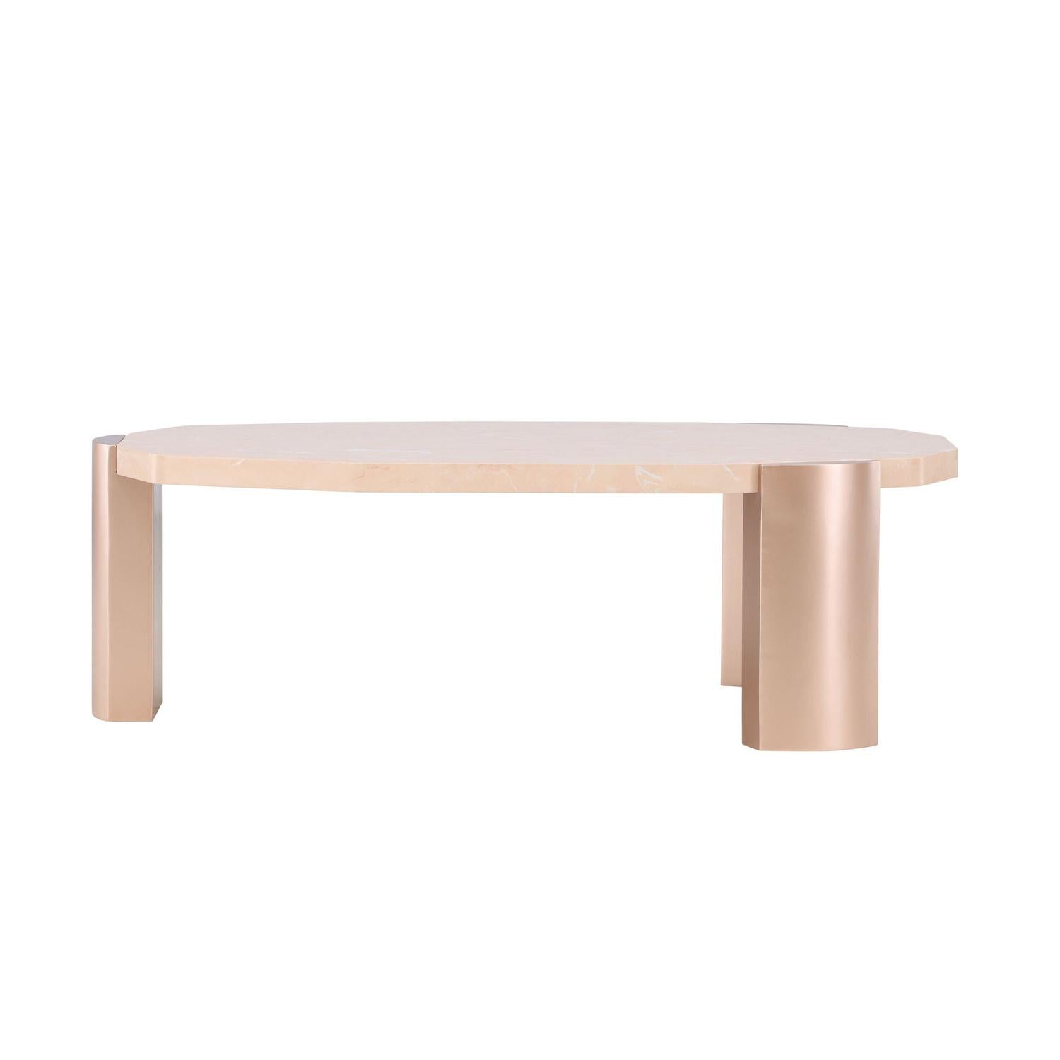 Couchtisch Kres - Gold/ Pink/ Marmoroptik-Couchtische-Venture Home-le canapé