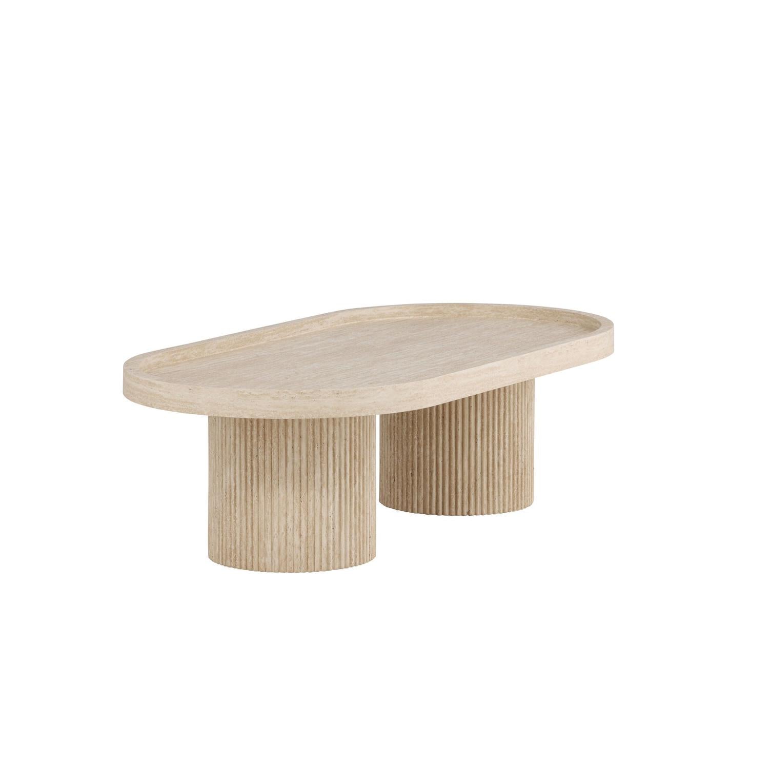 Couchtisch Krille 120*60cm in Travertin-Optik - Beige-Couchtische-Venture Home-le canapé