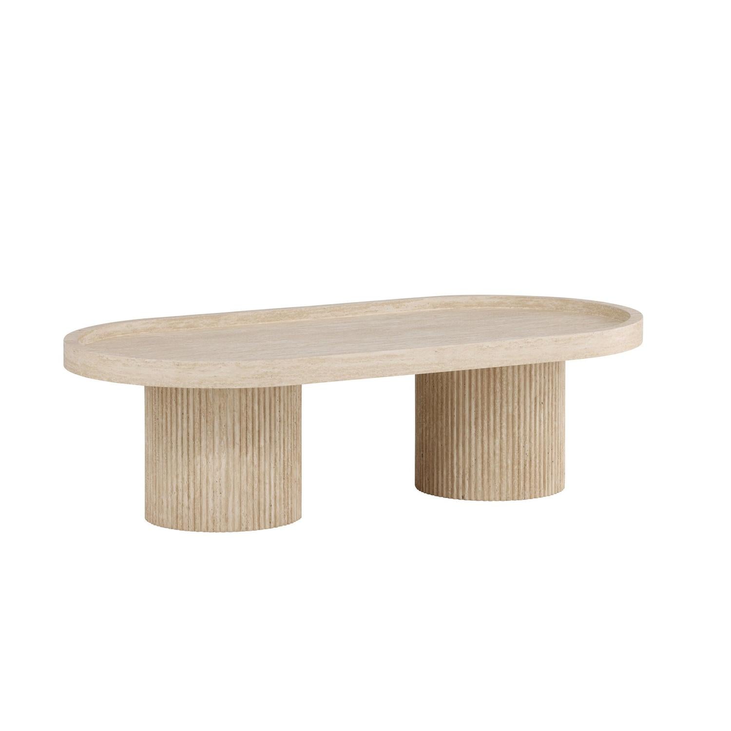 Couchtisch Krille 120*60cm in Travertin-Optik - Beige-Couchtische-Venture Home-le canapé
