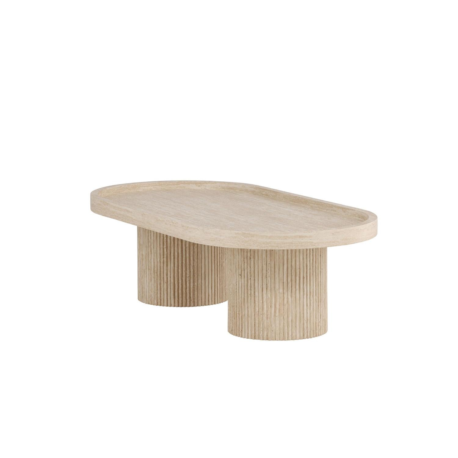 Couchtisch Krille 120*60cm in Travertin-Optik - Beige-Couchtische-Venture Home-le canapé