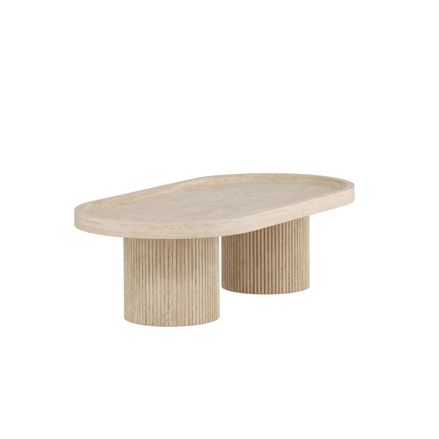 Couchtisch Krille 120*60cm in Travertin-Optik - Beige-Couchtische-Venture Home-le canapé