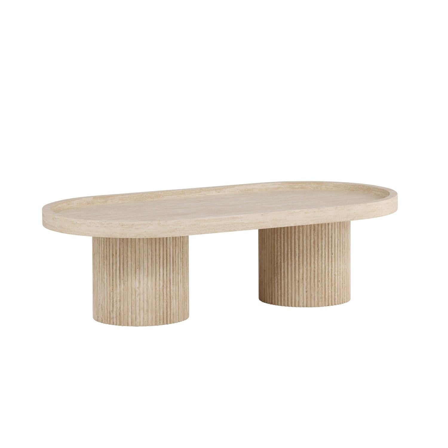 Couchtisch Krille 120*60cm in Travertin-Optik - Beige-Couchtische-Venture Home-le canapé