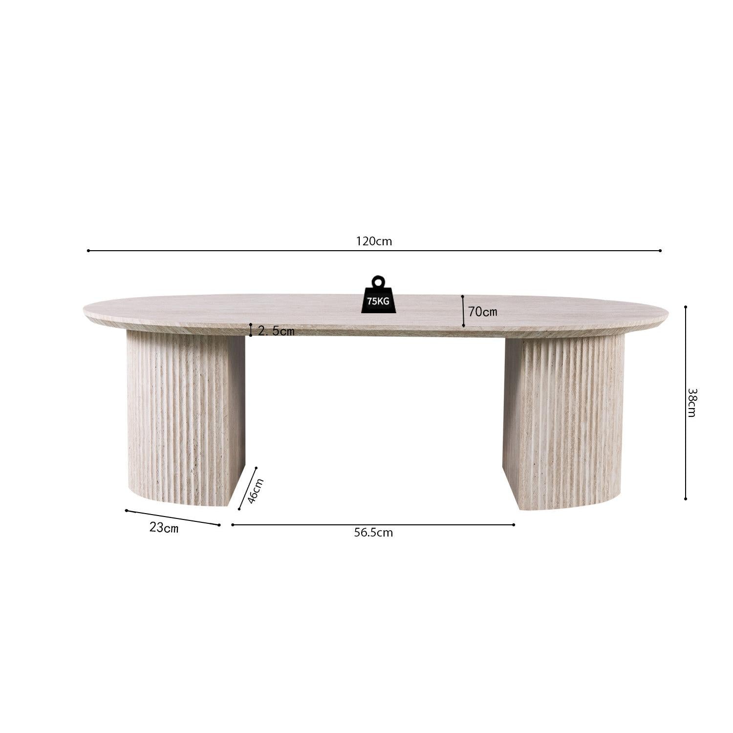 Couchtisch Lagos Oval 120cm - Keramik Travertin Optik-Couchtisch-Rousseau-le canapé