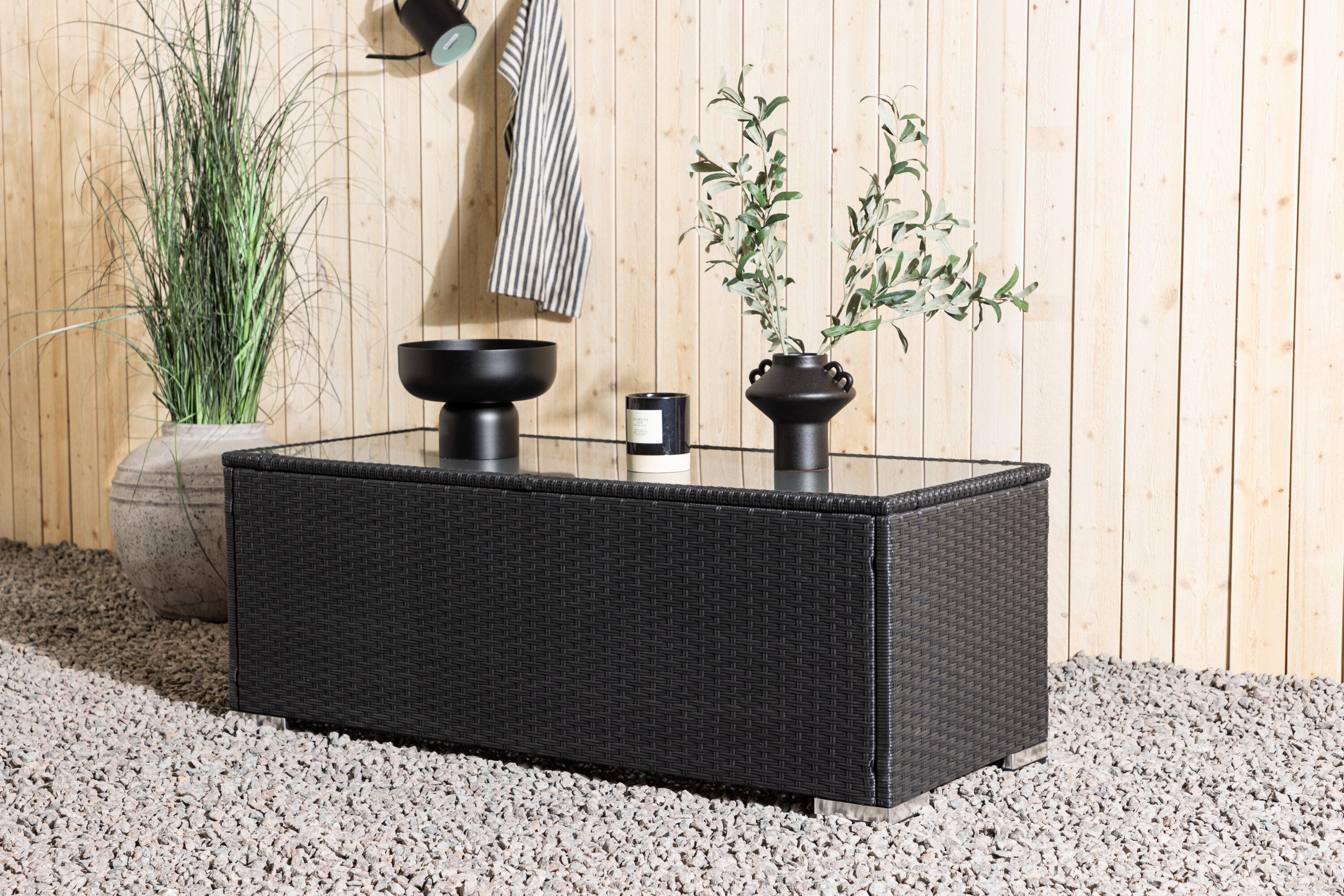 Couchtisch London 120cm aus Polyrattan - Schwarz-Loungetische-Venture Home-le canapé