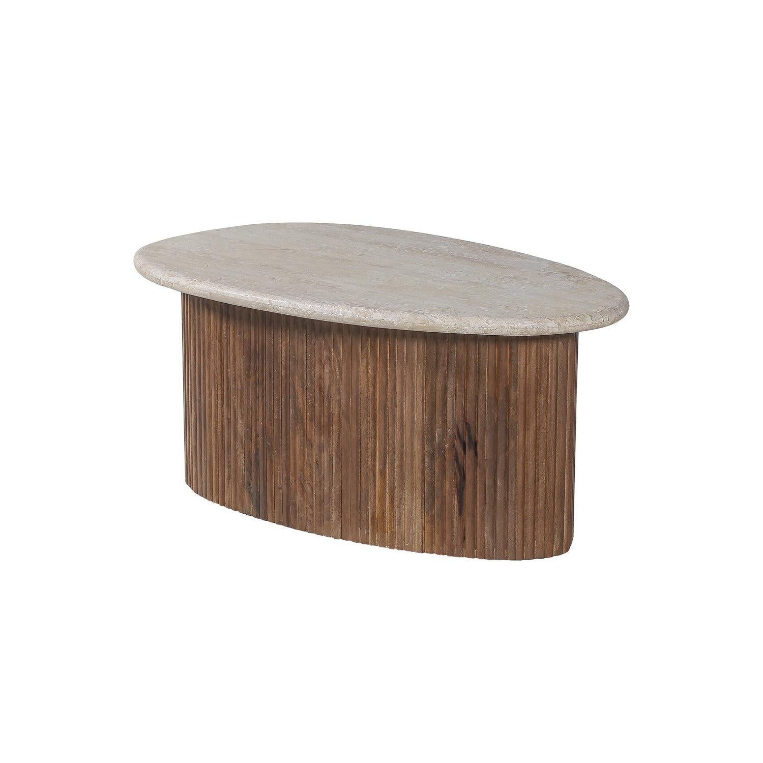 Couchtisch Louis mit Travertin-Steinplatte - Beige-Couchtisch-Rousseau-le canapé