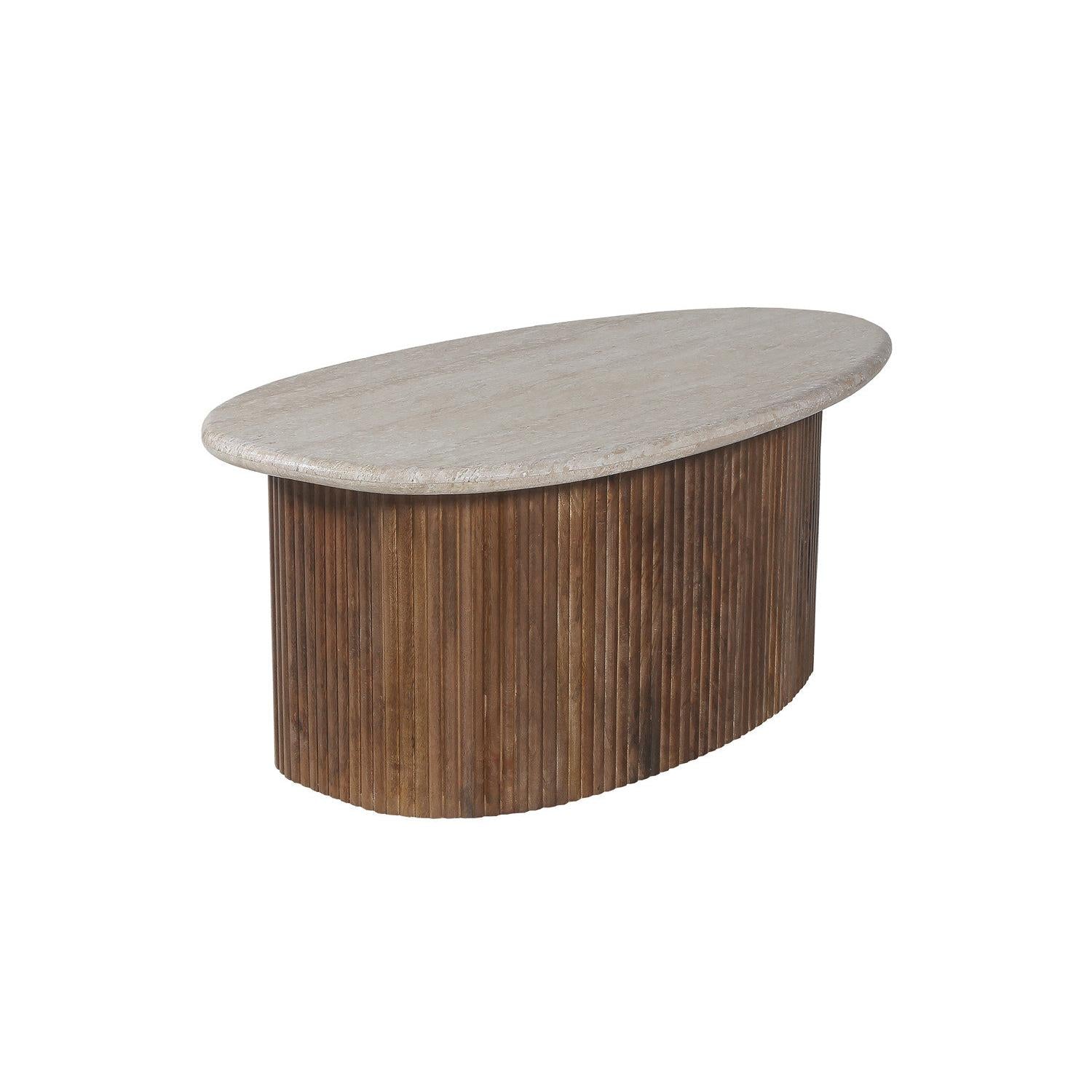 Couchtisch Louis mit Travertin-Steinplatte - Beige-Couchtisch-Rousseau-le canapé