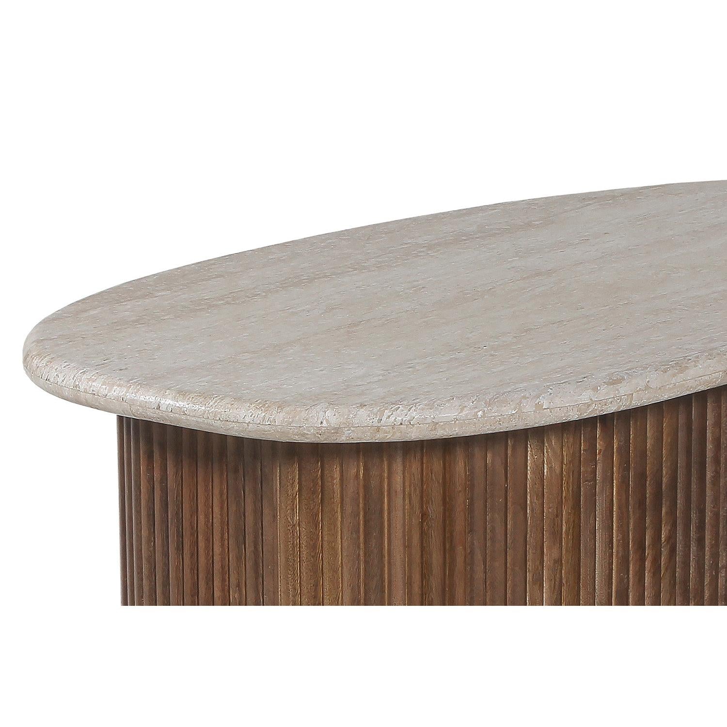 Couchtisch Louis mit Travertin-Steinplatte - Beige-Couchtisch-Rousseau-le canapé
