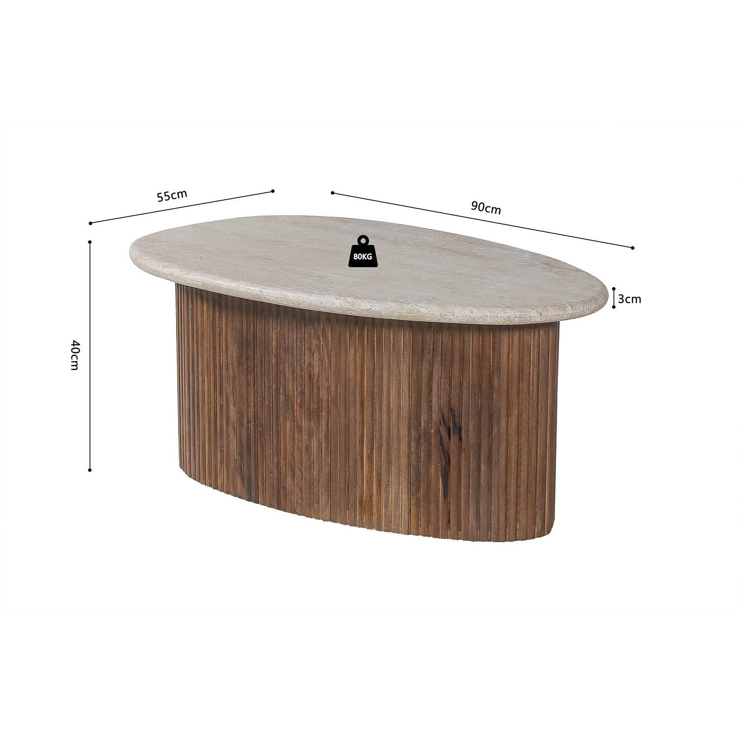 Couchtisch Louis mit Travertin-Steinplatte - Beige-Couchtisch-Rousseau-le canapé