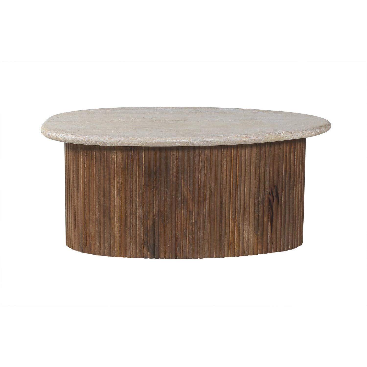 Couchtisch Louis mit Travertin-Steinplatte - Beige-Couchtisch-Rousseau-le canapé